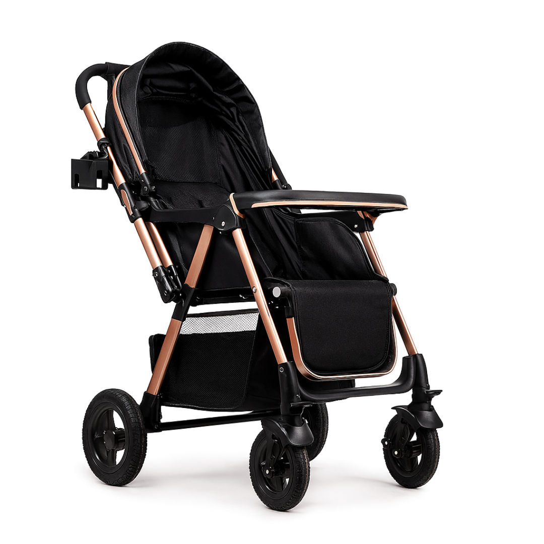 Trip2 Reversible Stroller - Black – Extra Roomy Seat & All-Terrain Heavy-Duty Wheels (0–36 Months)