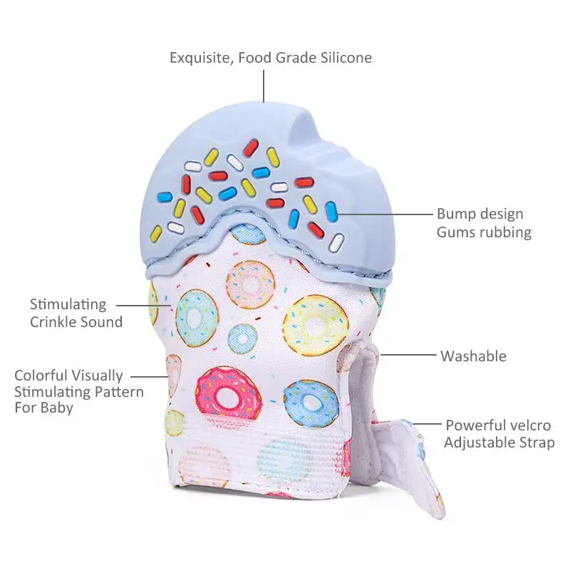 Baby Gum Teething Mittens - Donut