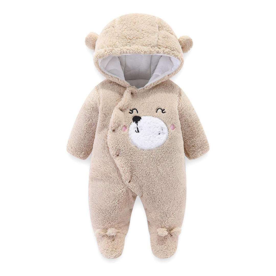 Girls/Boys Buttons Overall Romper Coat with Hood