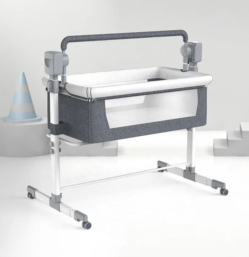 Baby Rocking Bassinet Crib + Diaper Change - Grey