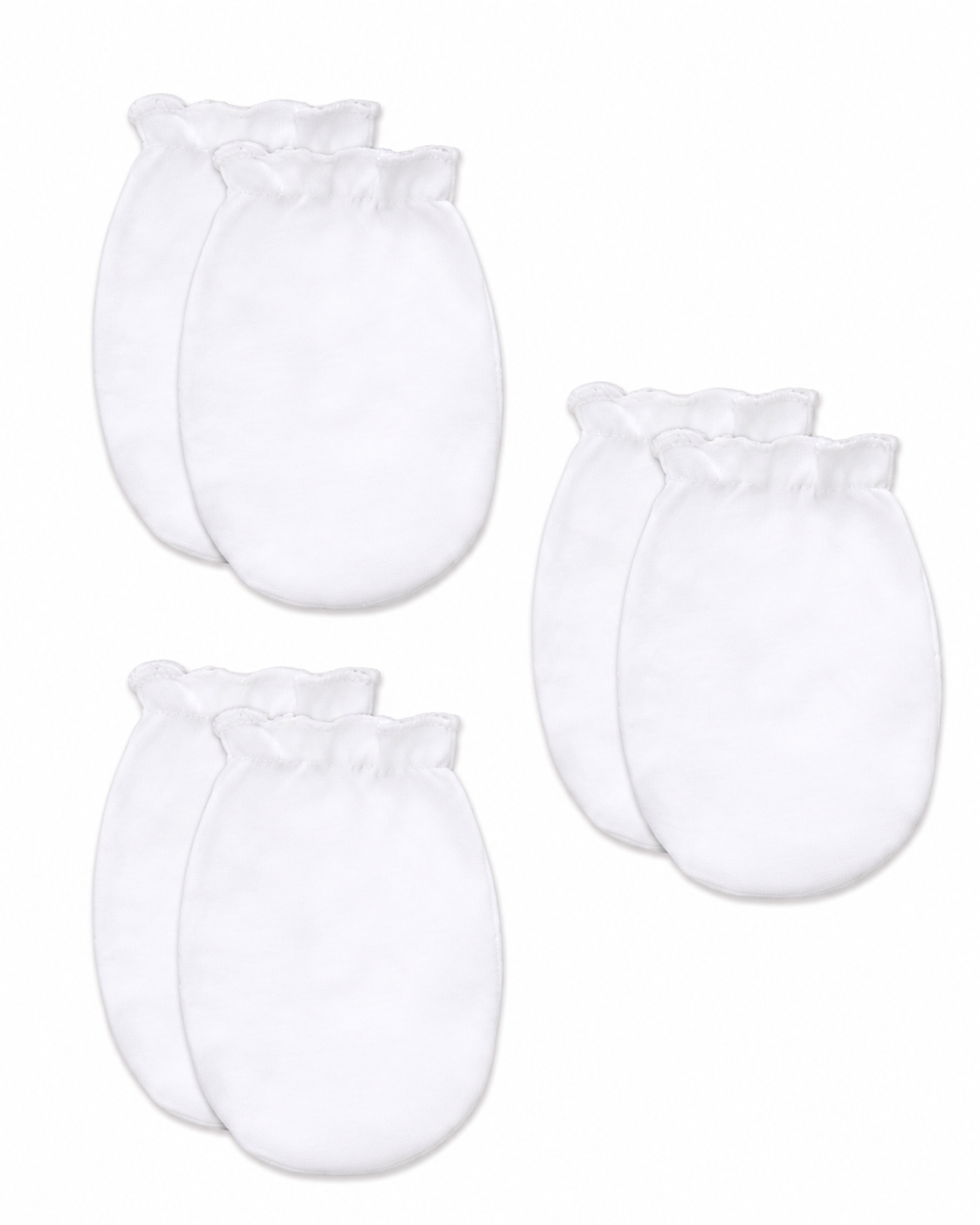Zaki - 3 Pair Premium Cotton Baby Mittens – White