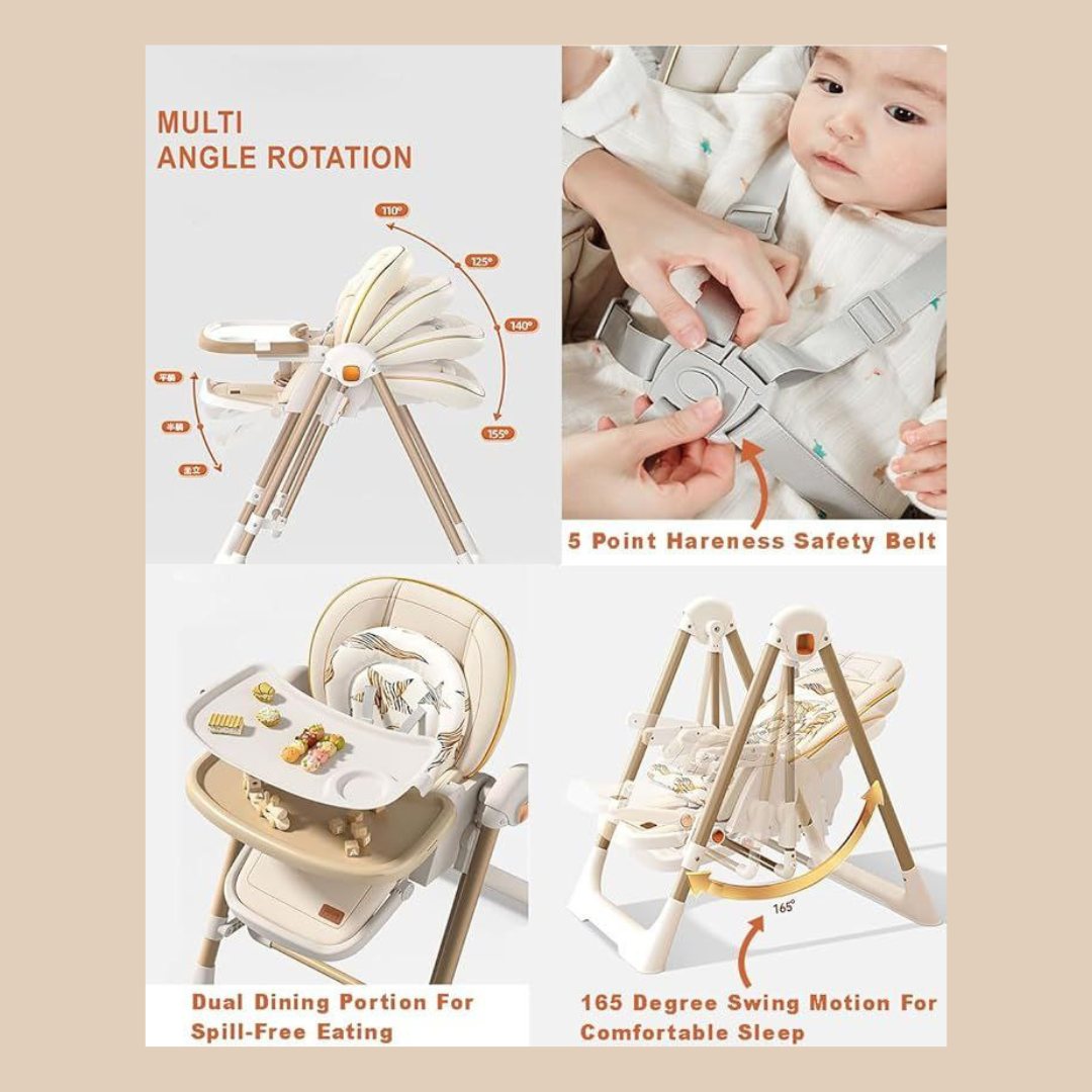 Baby 2in1 Highchair & Swing Multi-Level - Khaki