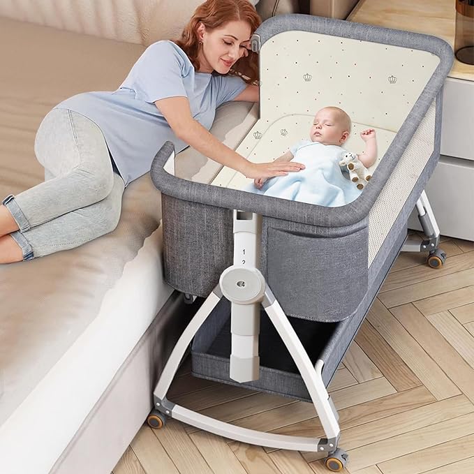 Baby Rocking Bassinet Crib - Grey