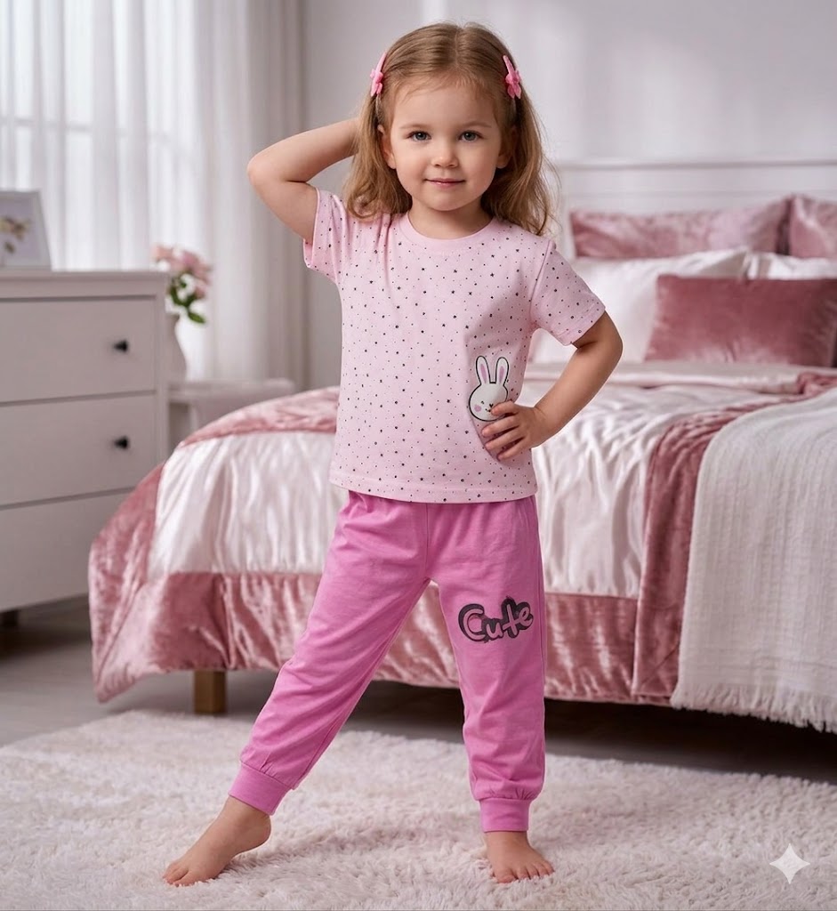 ZAKI-GIRLS HALF SLEEVES T-SHIRT WITH LONG PANT 2-7Y