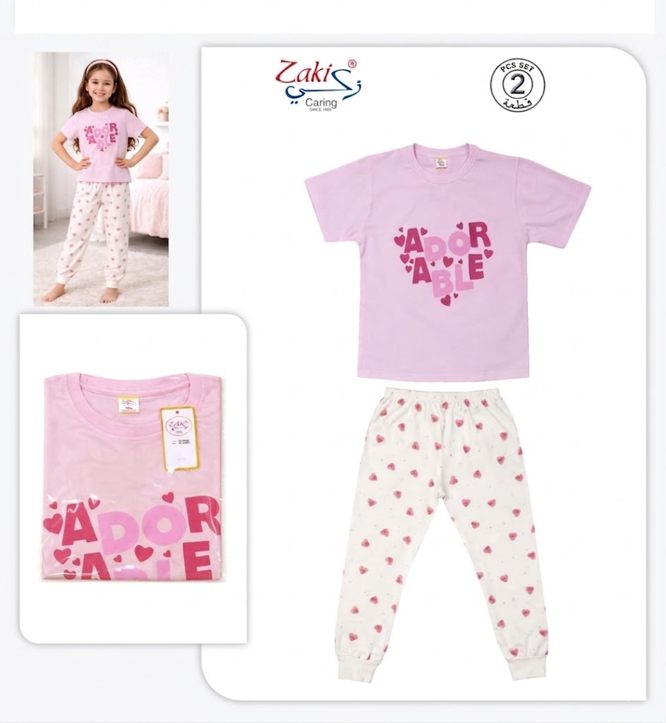 ZAKI-GIRLS HALF SLEEVES T-SHIRT WITH LONG PANT 2-7Y