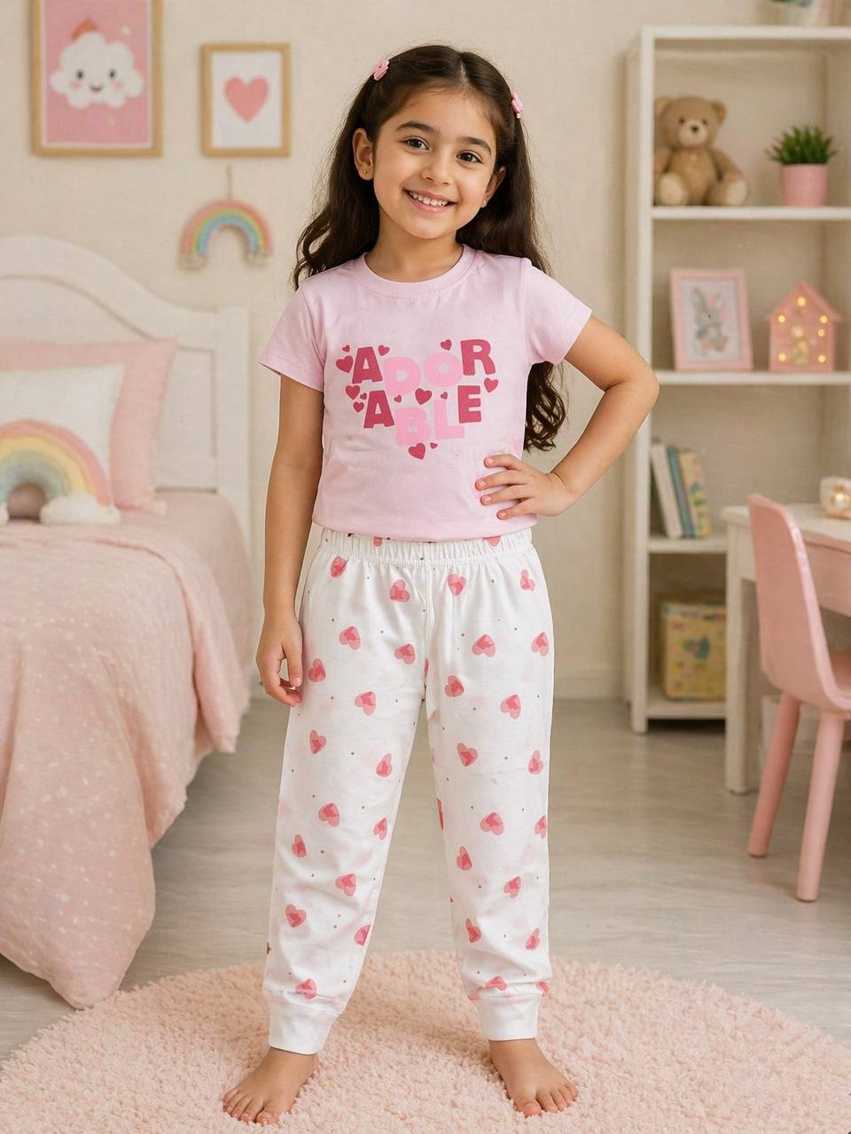 ZAKI-GIRLS HALF SLEEVES T-SHIRT WITH LONG PANT 2-7Y