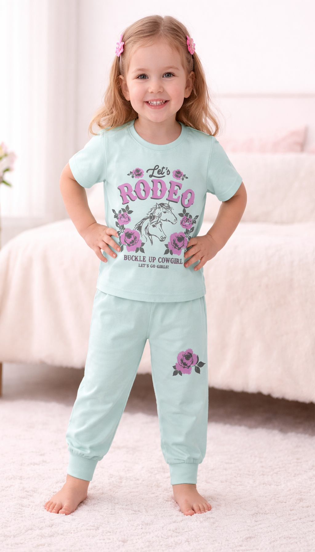 ZAKI-GIRLS HALF SLEEVES T-SHIRT WITH LONG PANT 2-7Y