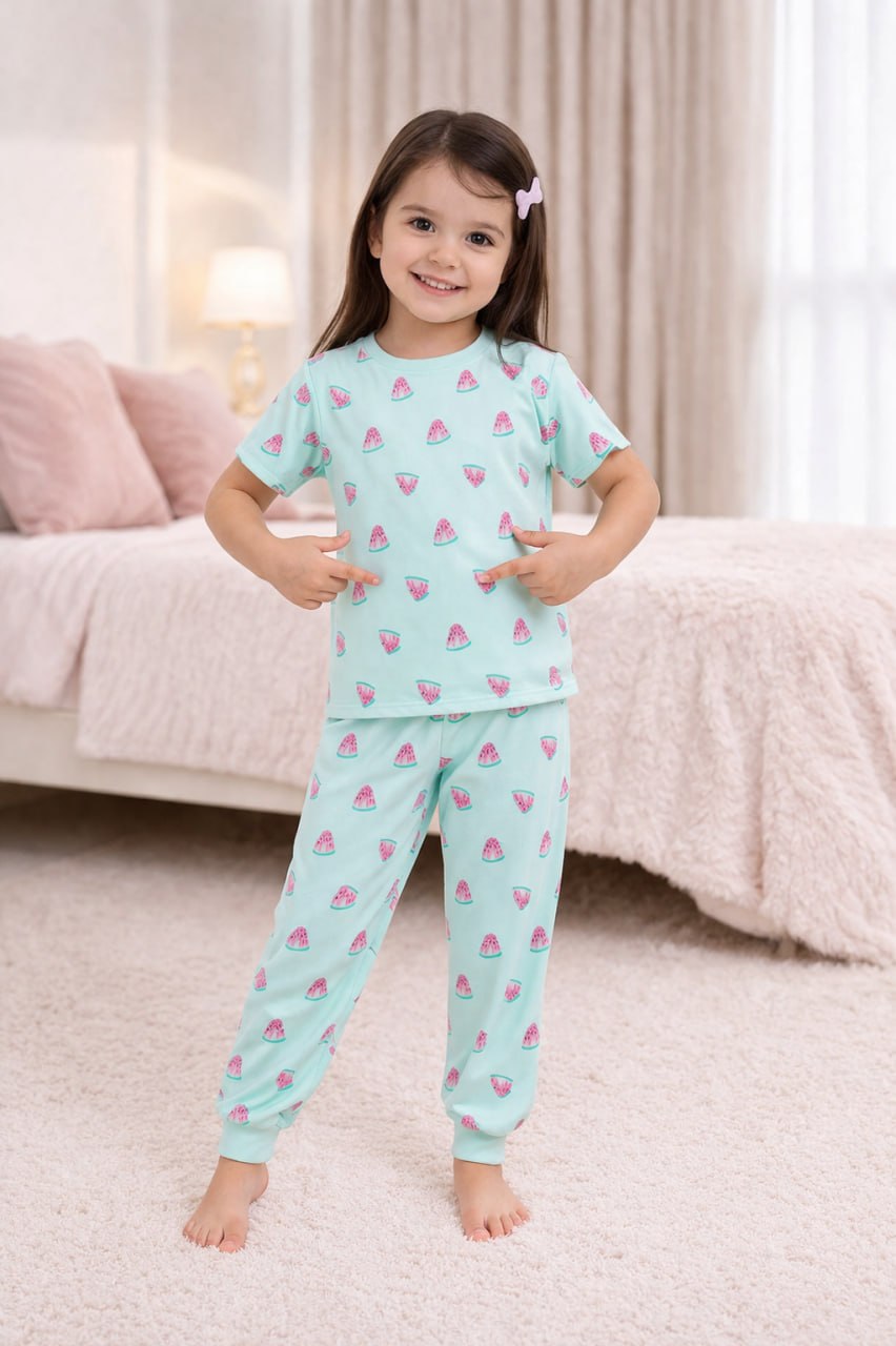ZAKI-GIRLS HALF SLEEVES T-SHIRT WITH LONG PANT 2-7Y