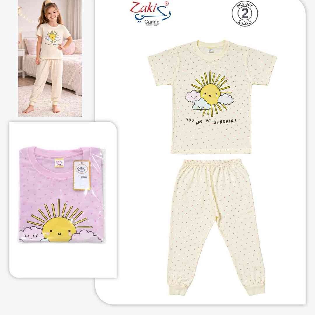 ZAKI-GIRLS HALF SLEEVES T-SHIRT WITH LONG PANT 2-7Y