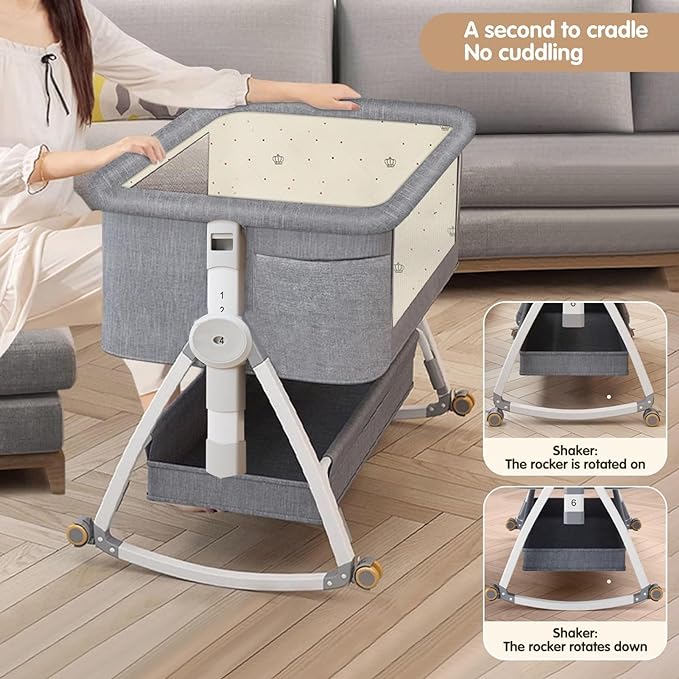 Baby Rocking Bassinet Crib - Grey