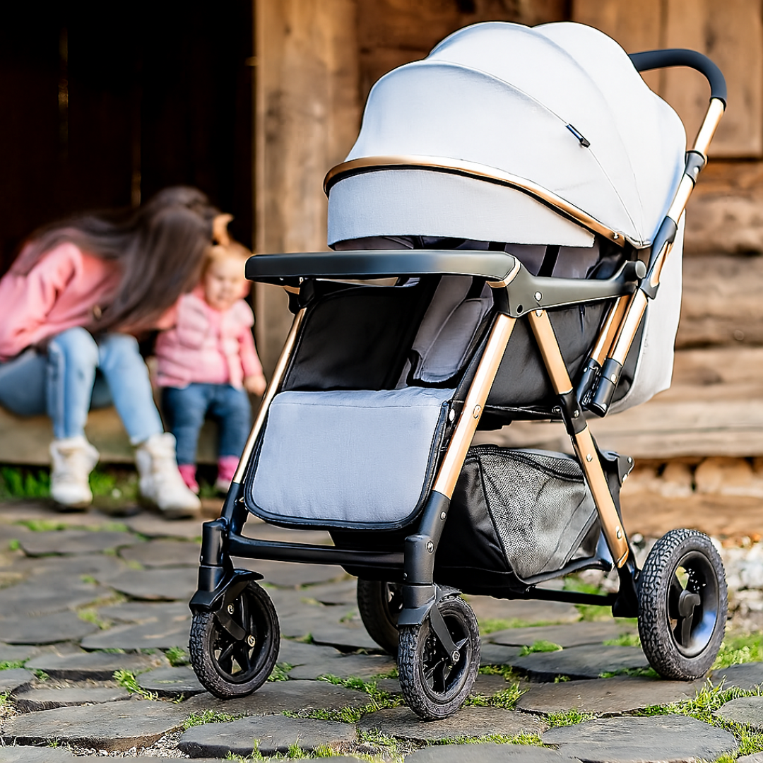 Trip2 Reversible Stroller - Grey – Extra Roomy Seat & All-Terrain Heavy-Duty Wheels (0–36 Months)