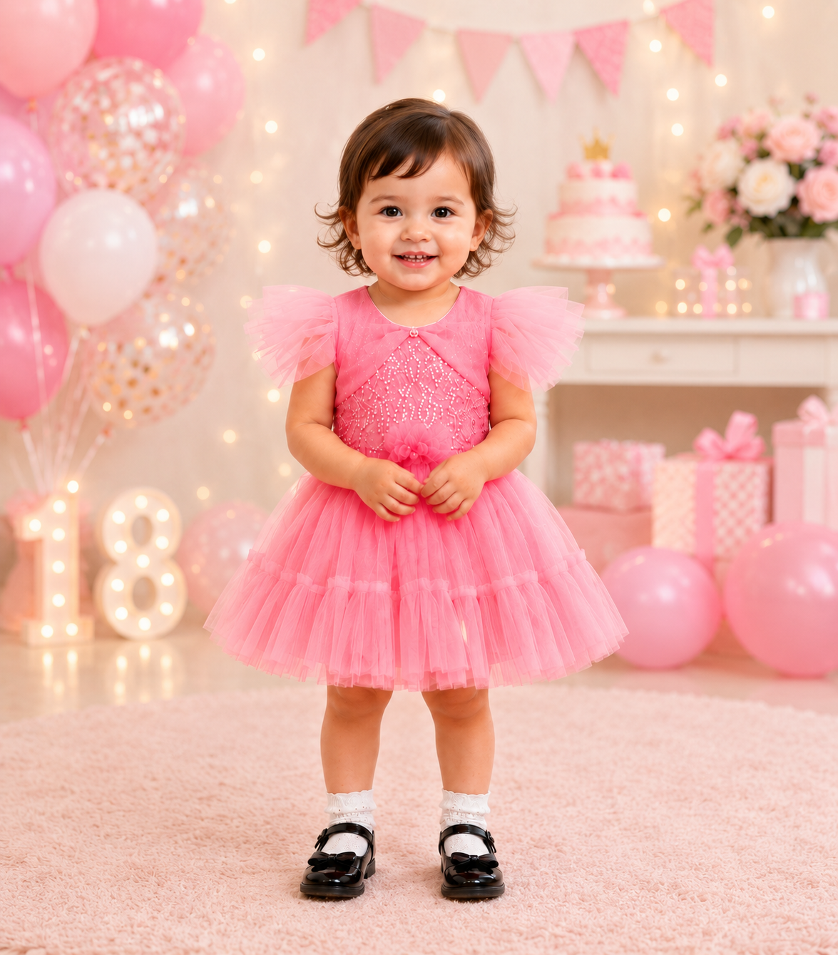 ZAKI-Baby Girls Fancy Party Frocks 0-18 Months