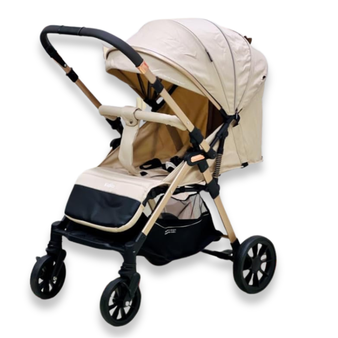 KIDILO Baby Stroller with Two-Way Retractable Push Bar - Khaki