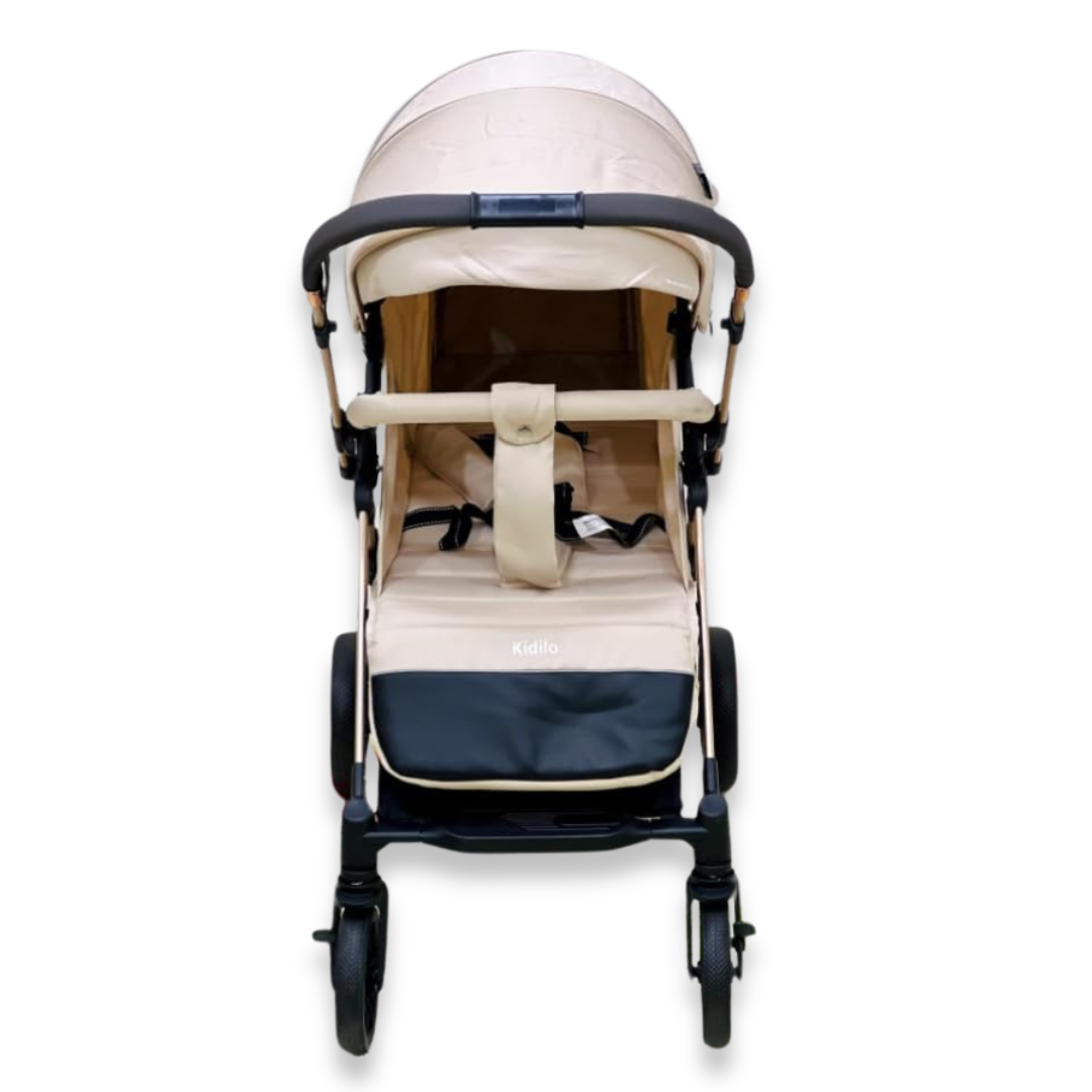 KIDILO Baby Stroller with Two-Way Retractable Push Bar - Khaki