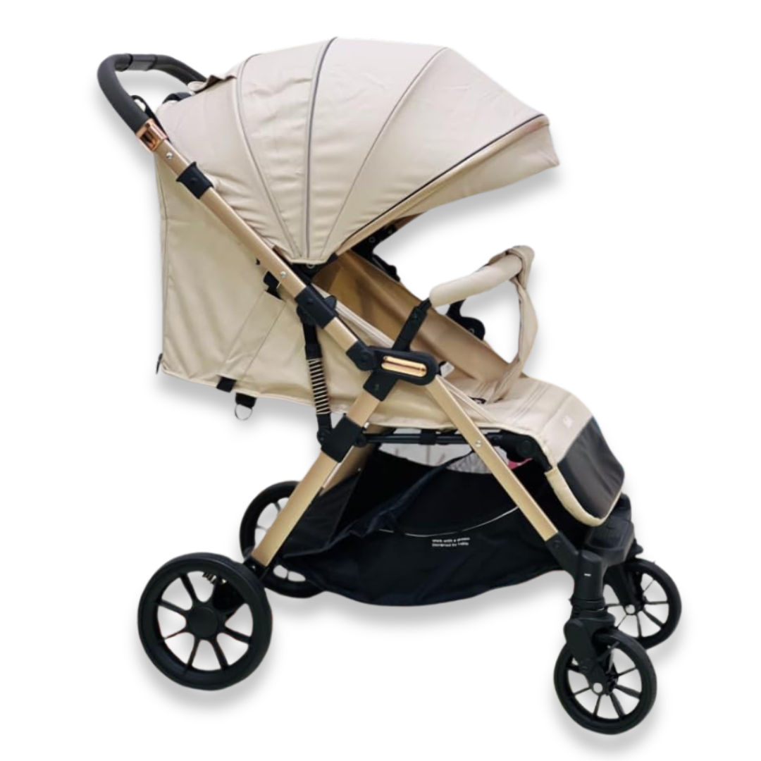 KIDILO Baby Stroller with Two-Way Retractable Push Bar - Khaki