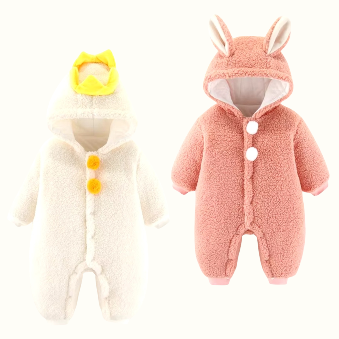 Girls/Boys Buttons Overall Romper Coat with Hood
