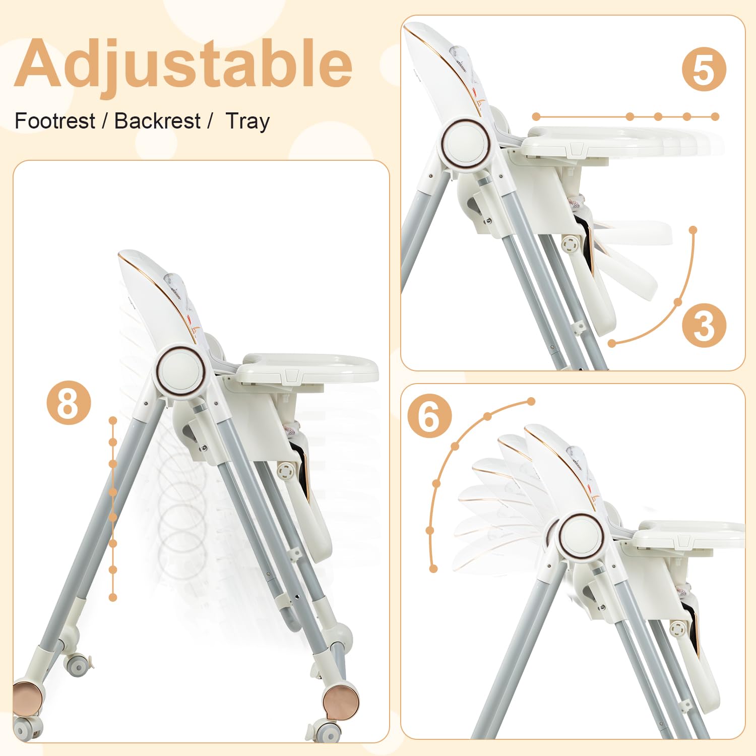 POPYPAPA - Baby Foldable Multi Purpose High Chair & Swing (Grey)