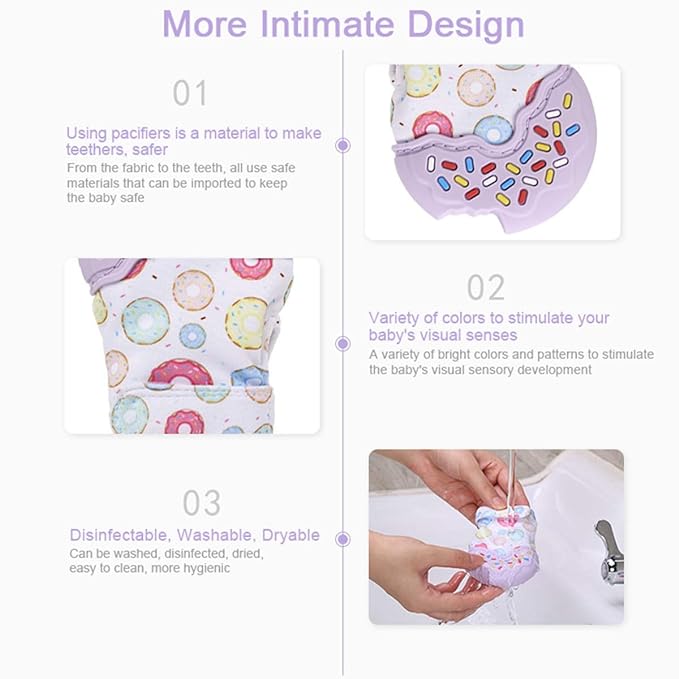 Baby Gum Teething Mittens - Donut