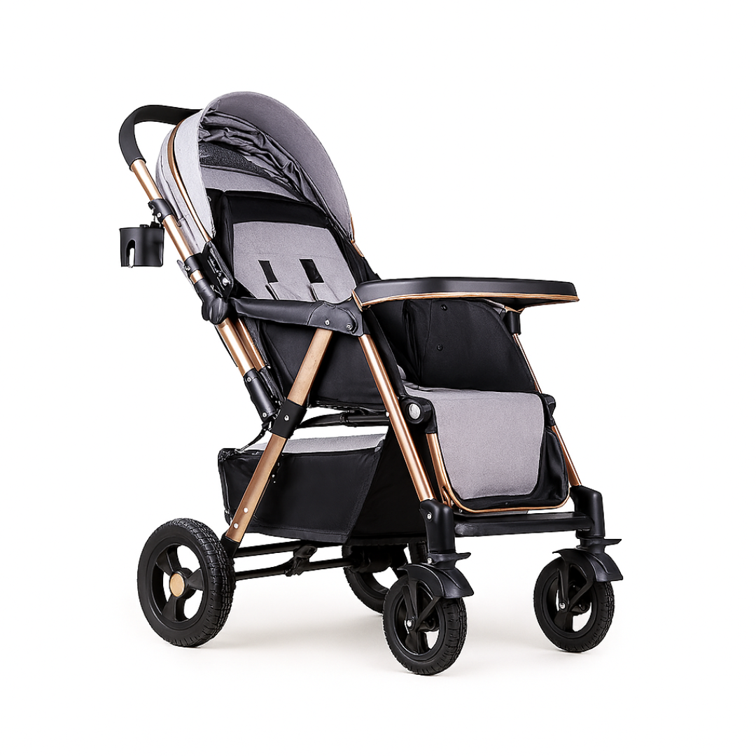 Trip2 Reversible Stroller - Grey – Extra Roomy Seat & All-Terrain Heavy-Duty Wheels (0–36 Months)