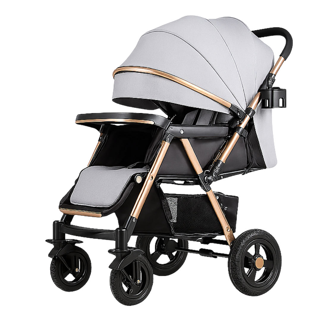 Trip2 Reversible Stroller - Grey – Extra Roomy Seat & All-Terrain Heavy-Duty Wheels (0–36 Months)