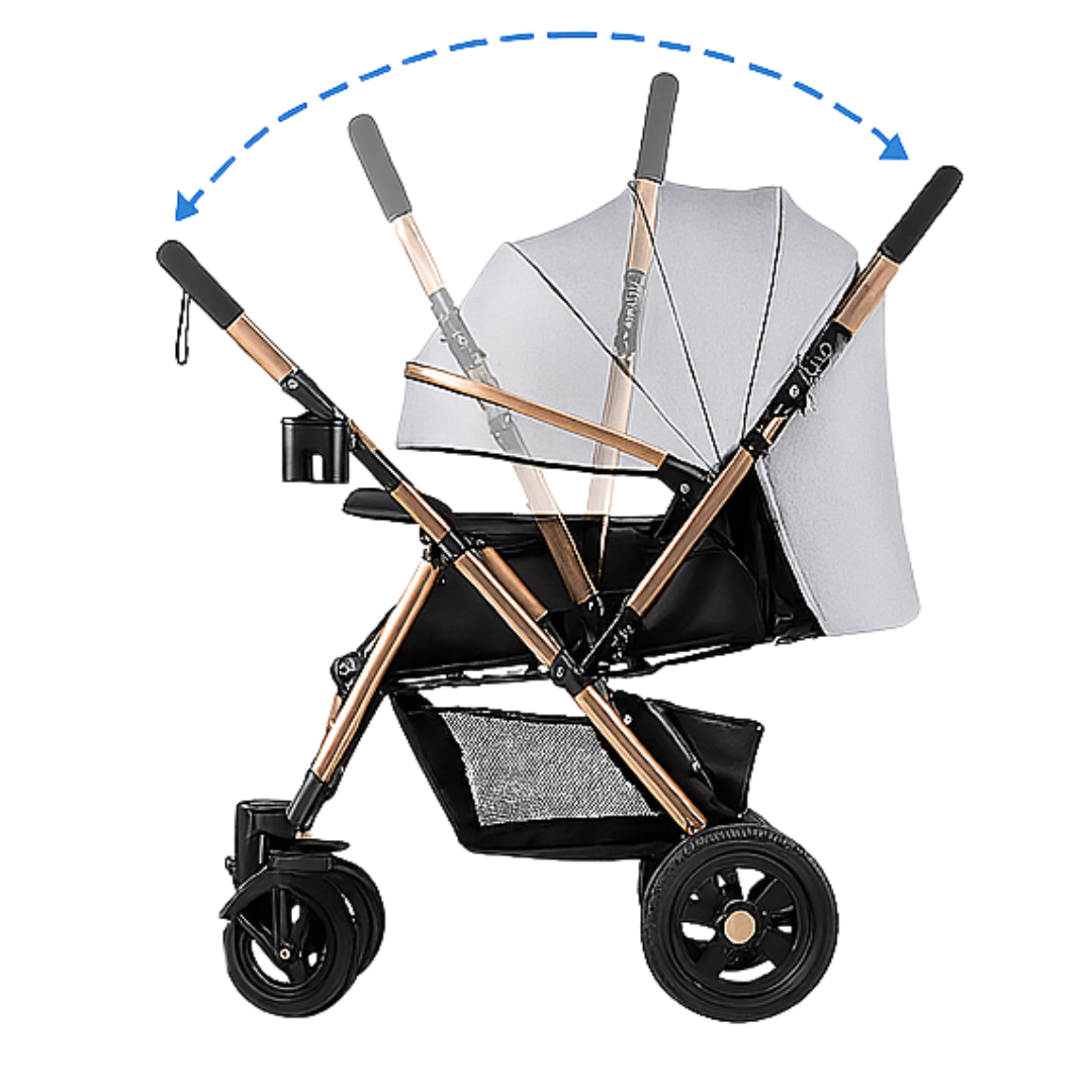 Trip2 Reversible Stroller - Grey – Extra Roomy Seat & All-Terrain Heavy-Duty Wheels (0–36 Months)