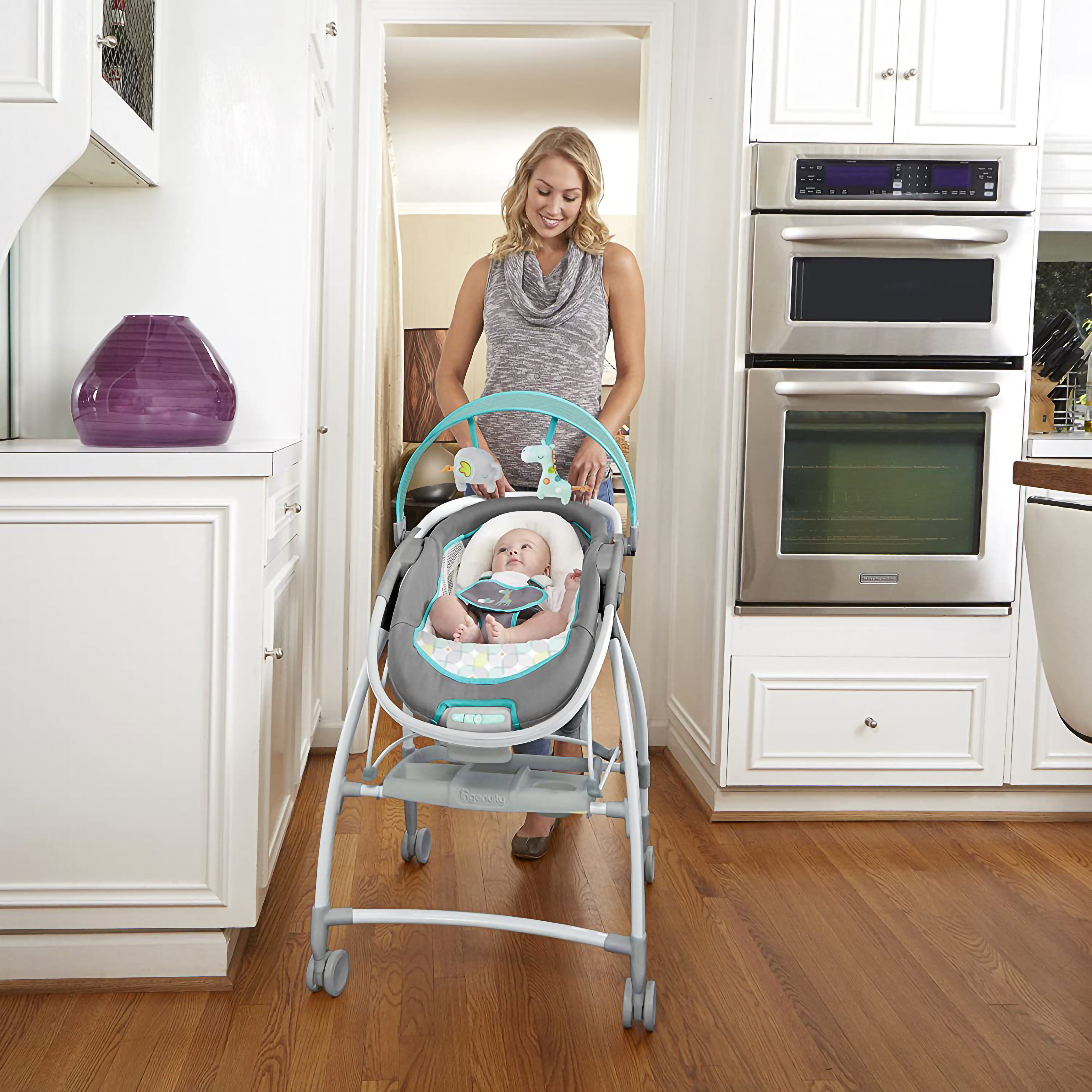 Ingenuity 2in1 Mobile Lounger Feeding Chair & Bouncer with Mobile Connectivity
