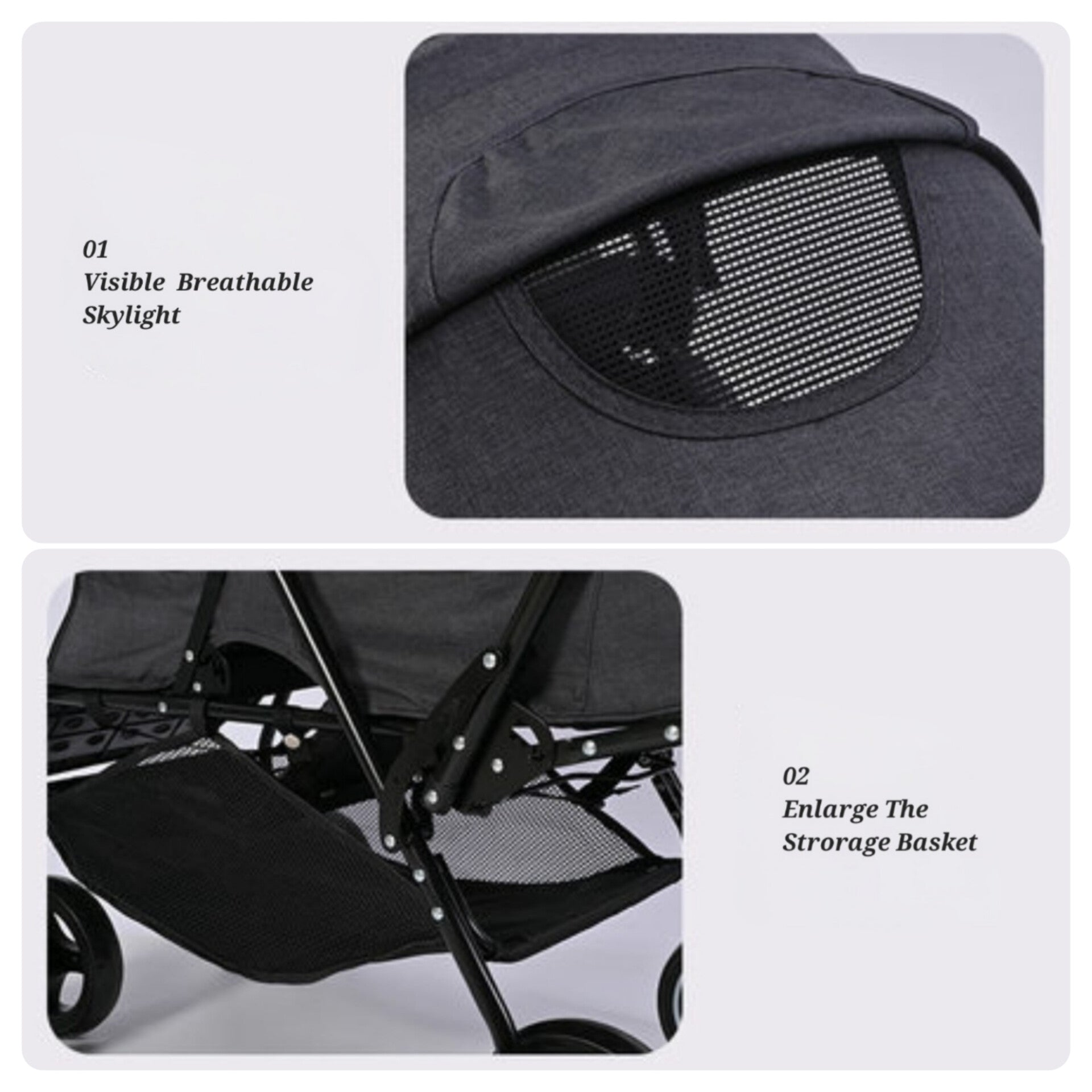 Baby Twin Stroller Front/Back (Pink)