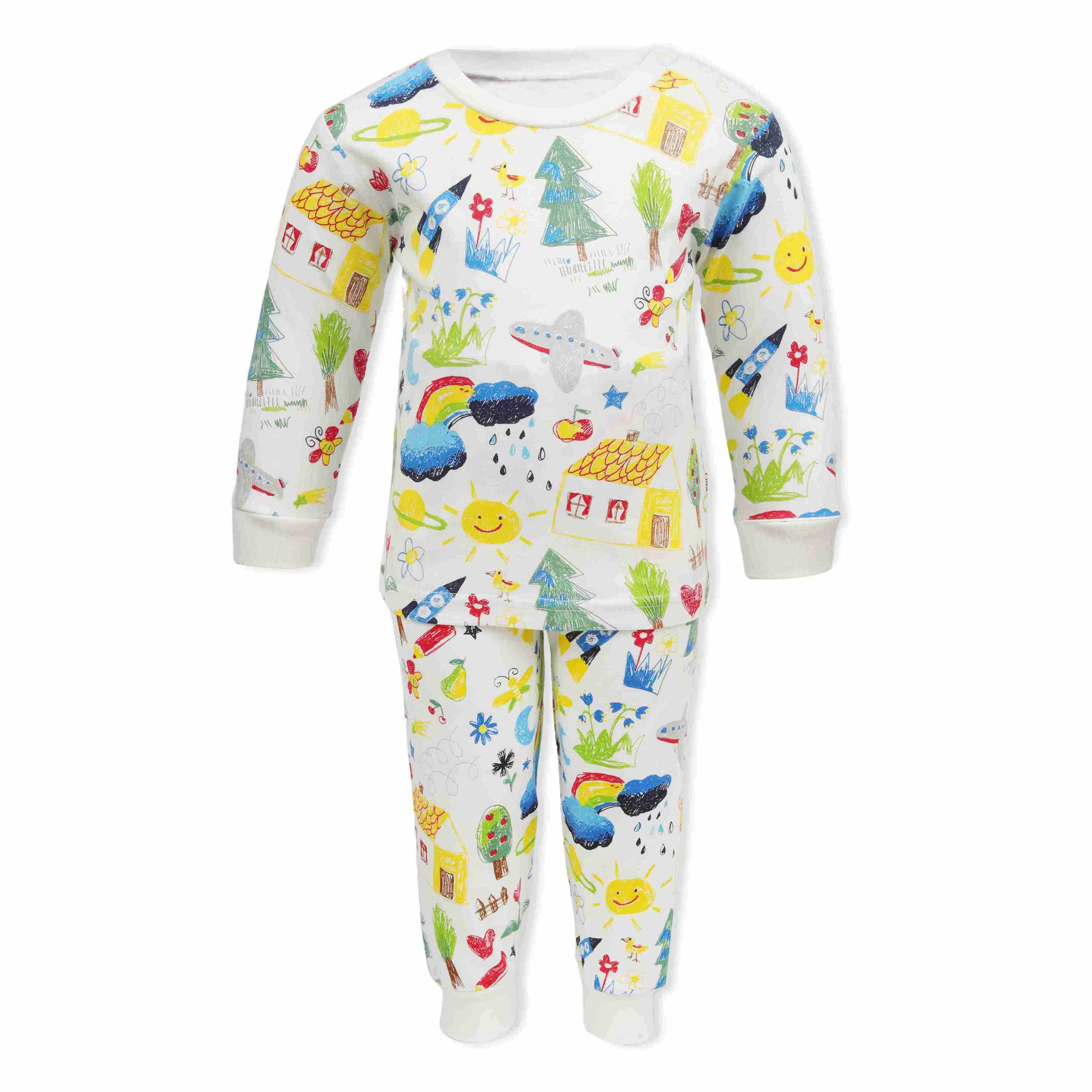 Zaki - Girls Printed Long-Sleeves T-shirt & Pajama Set (0-12M)