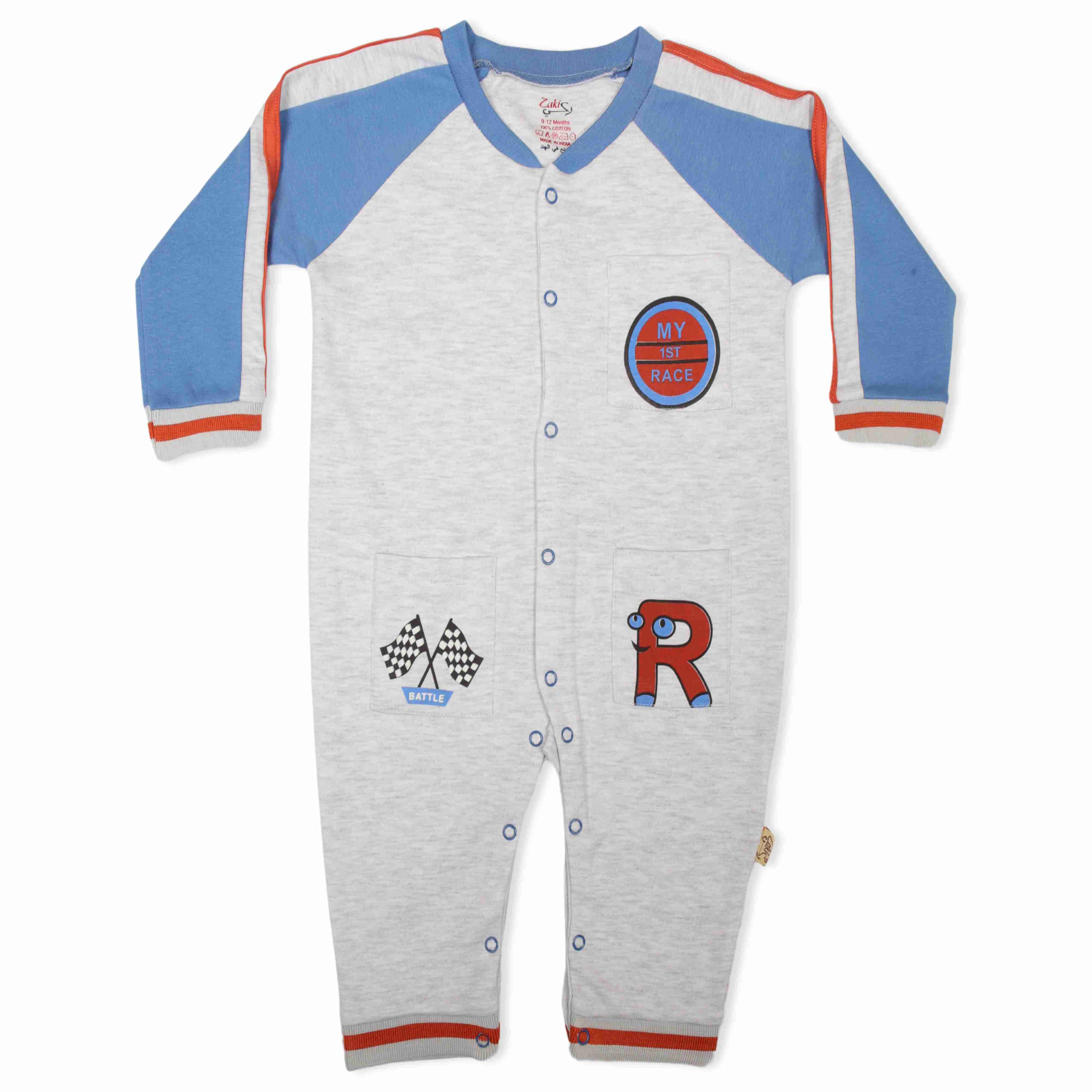 Zaki - Boys Long Sleeve Open Feet Romper (3-18M)