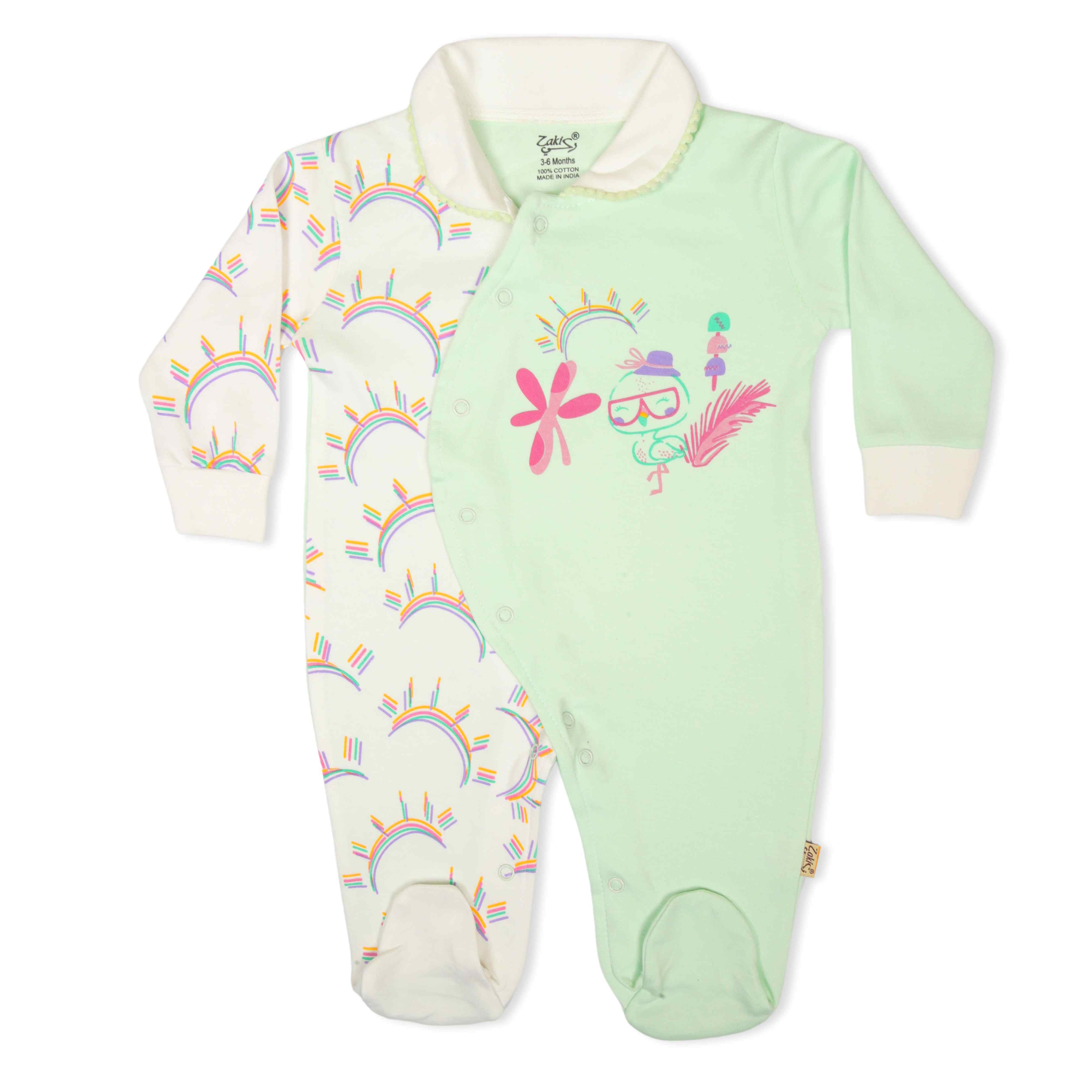 Zaki - Girls Long Sleeve Close Feet Sleepsuit (3-18M)