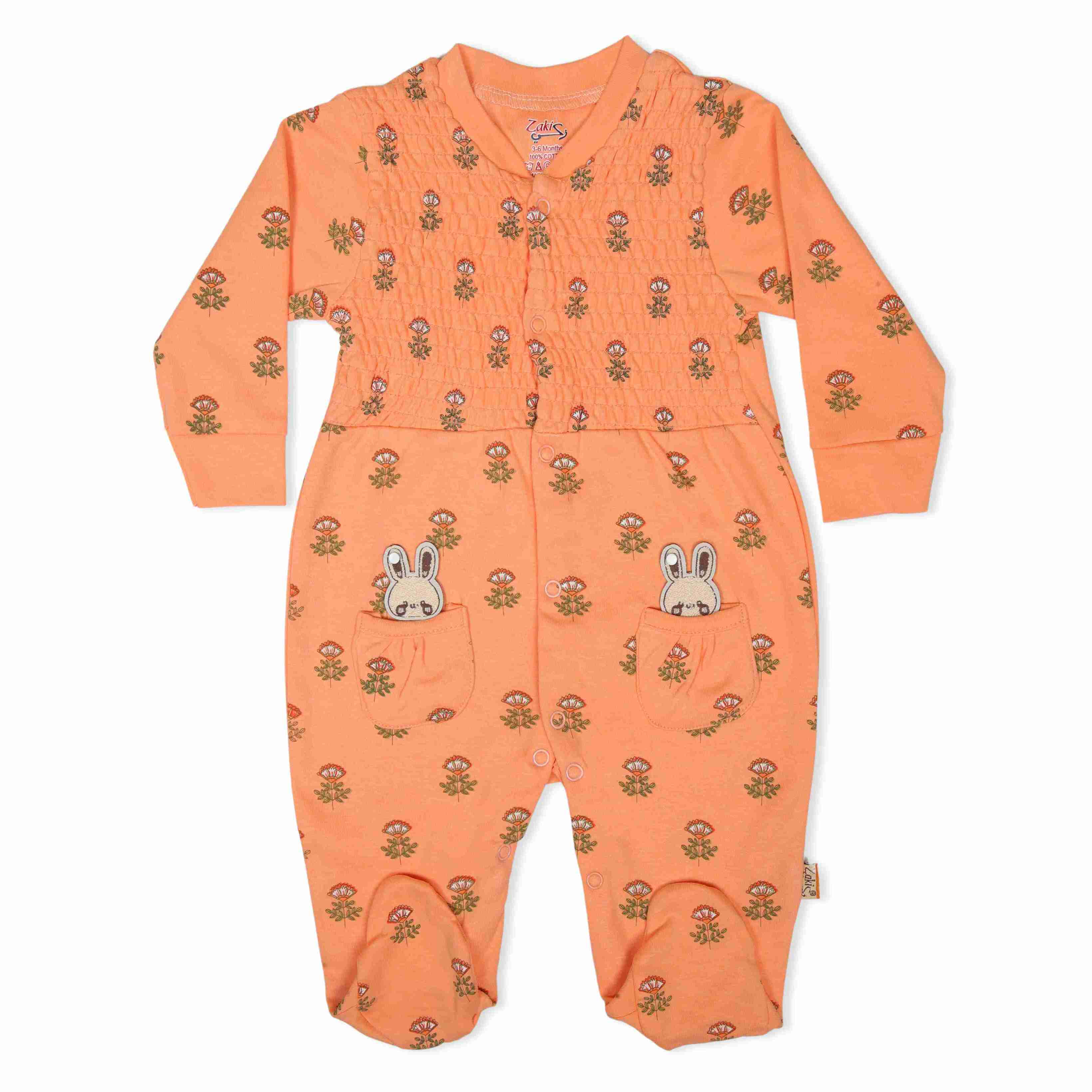 Zaki - Girls Long Sleeve Close Feet Sleepsuit (3-18M)