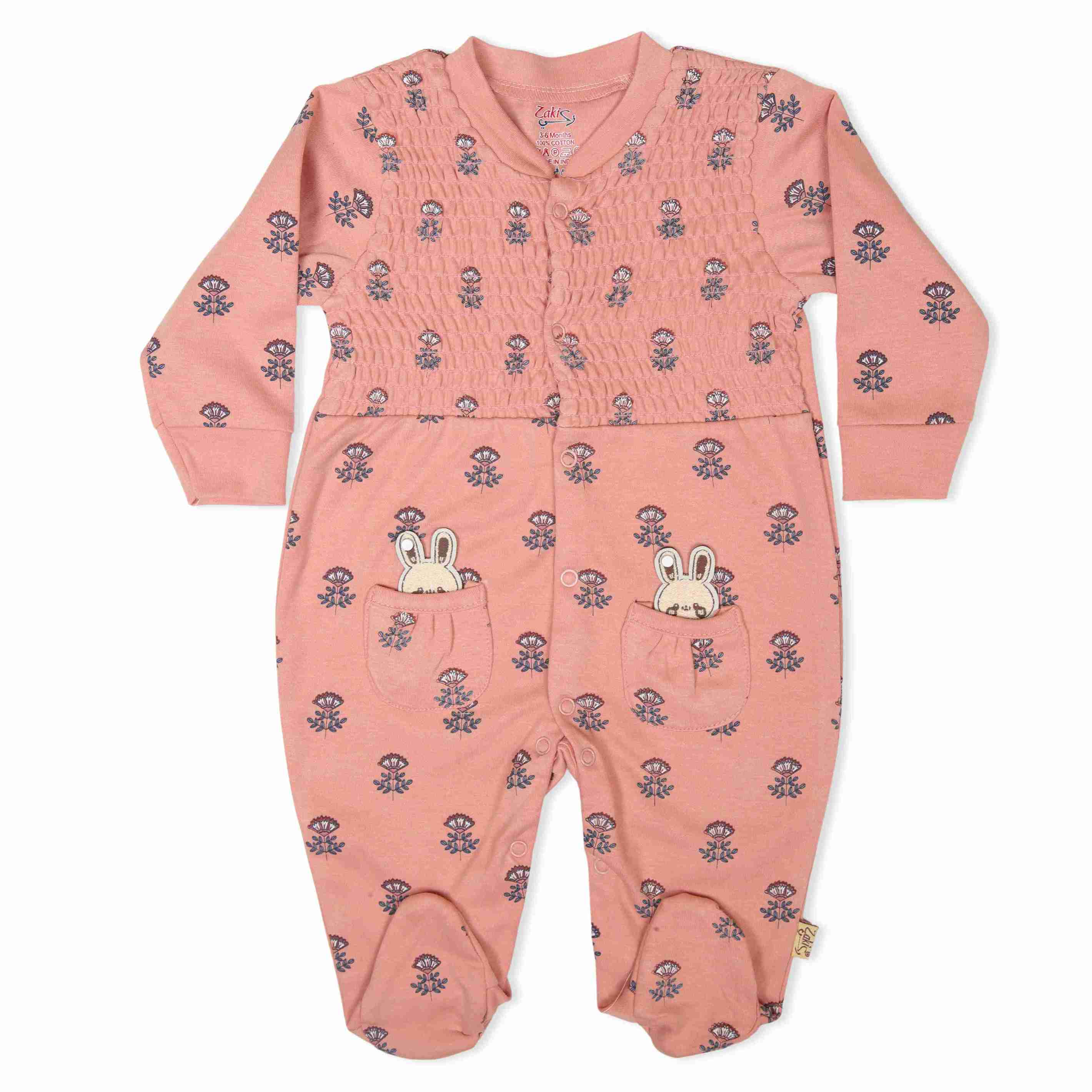 Zaki - Girls Long Sleeve Close Feet Sleepsuit (3-18M)