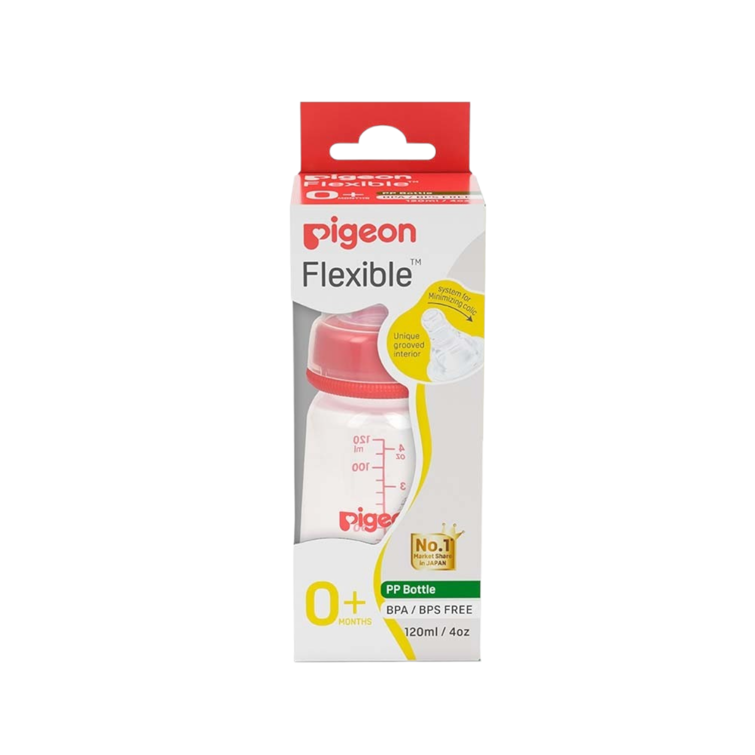 Pigeon Slim Neck Plastic Bottle Clear Cap 120 ml