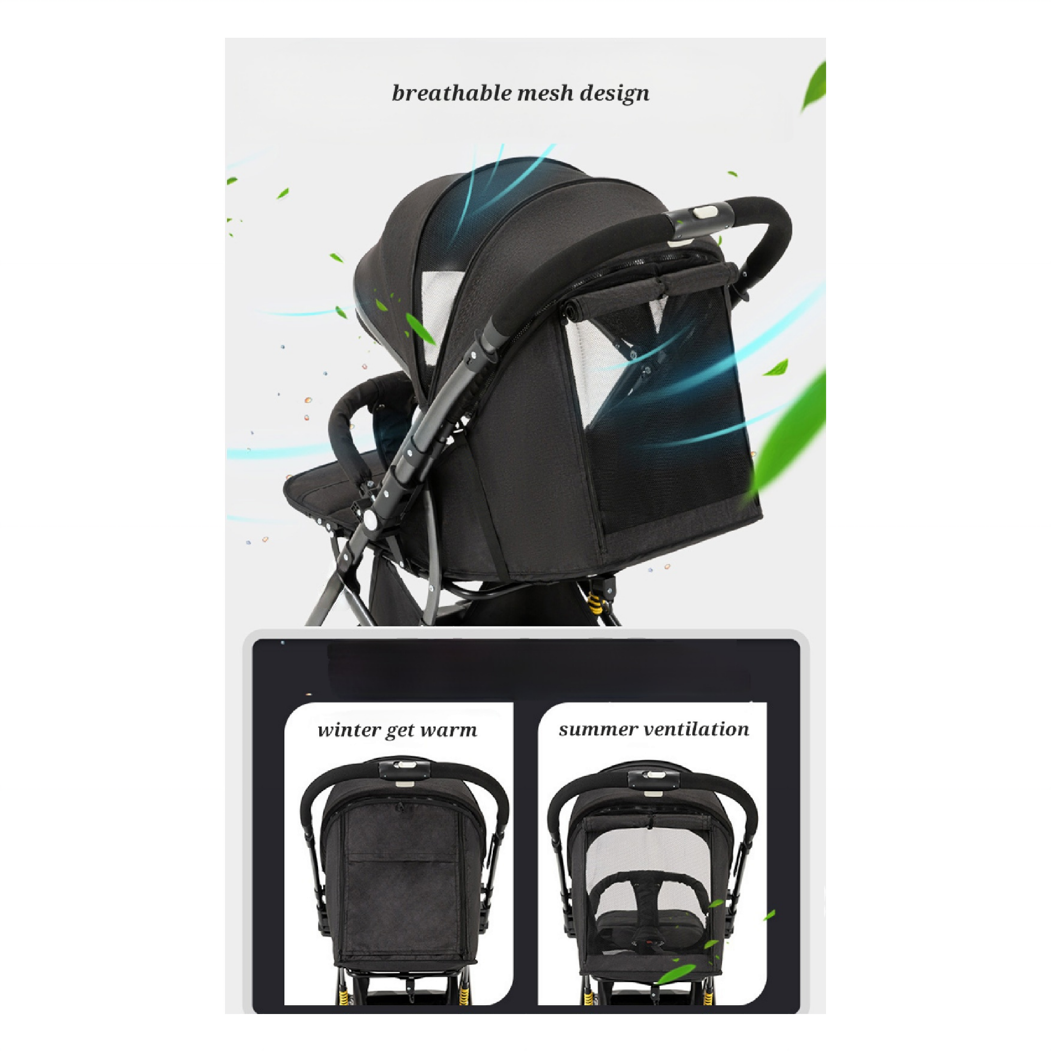 SwiftRide Pro Travel Stroller – Reversible Handle, Shock Absorption & Compact Fold (Grey)