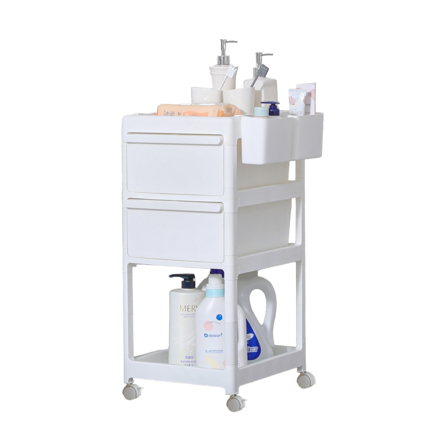 3 Layer Baby Storage Trolley - White/Blue