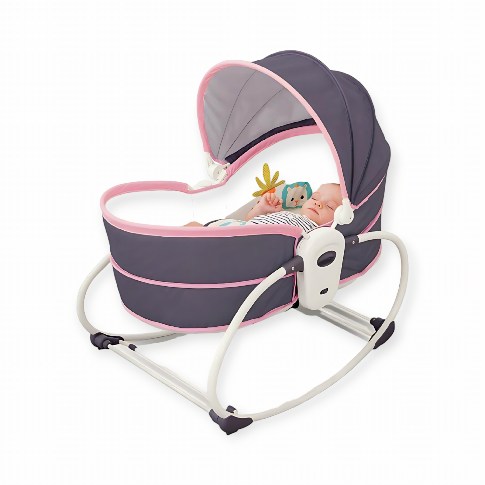 5 in 1 Rocker Bassinet Pink Grey