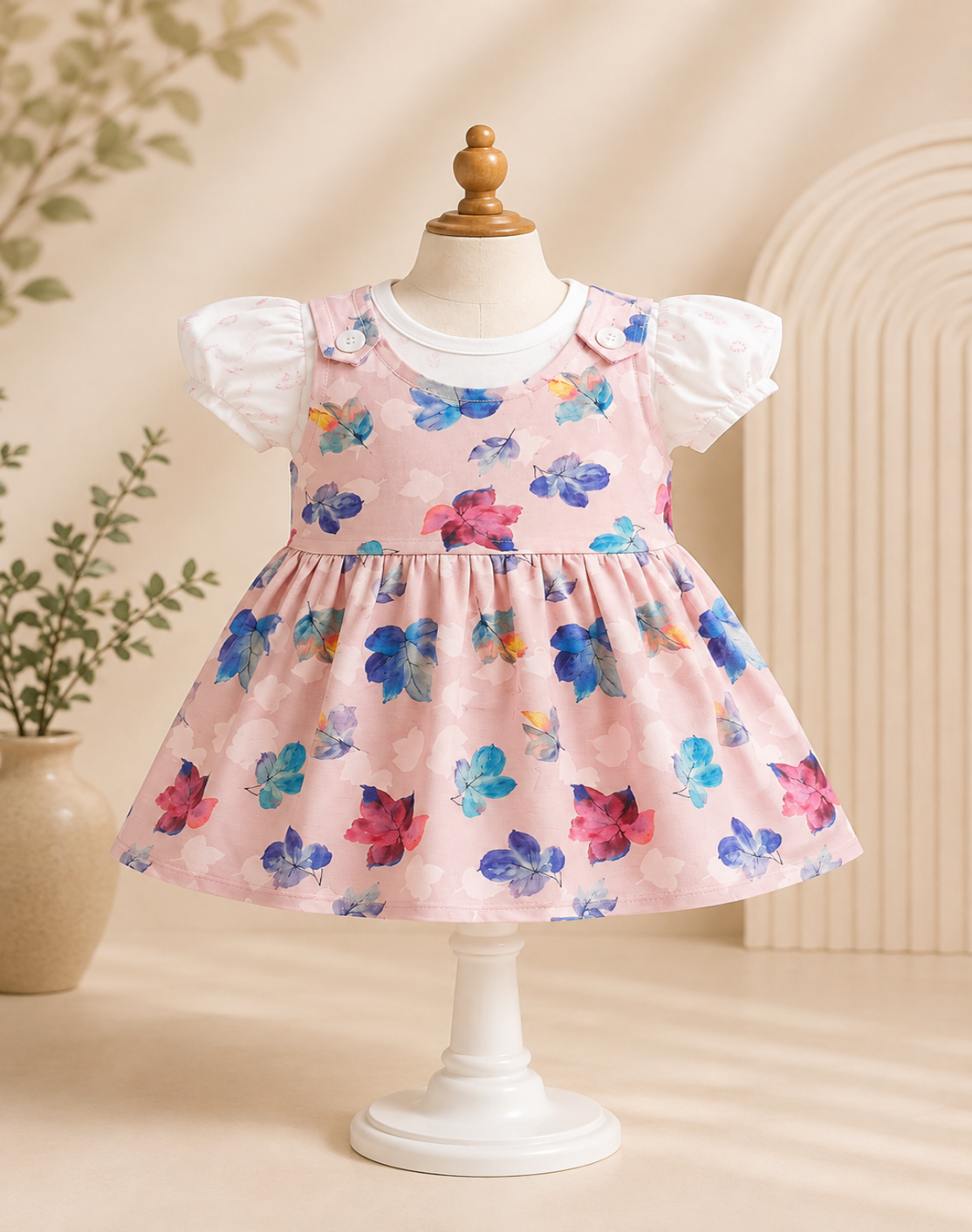 ZAKI-BABY GIRLS FROCK WITH PANTY 3-12M