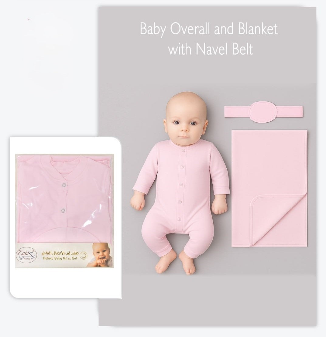 Girls Overall and Blanket with Navel Belt - Set 0-3M