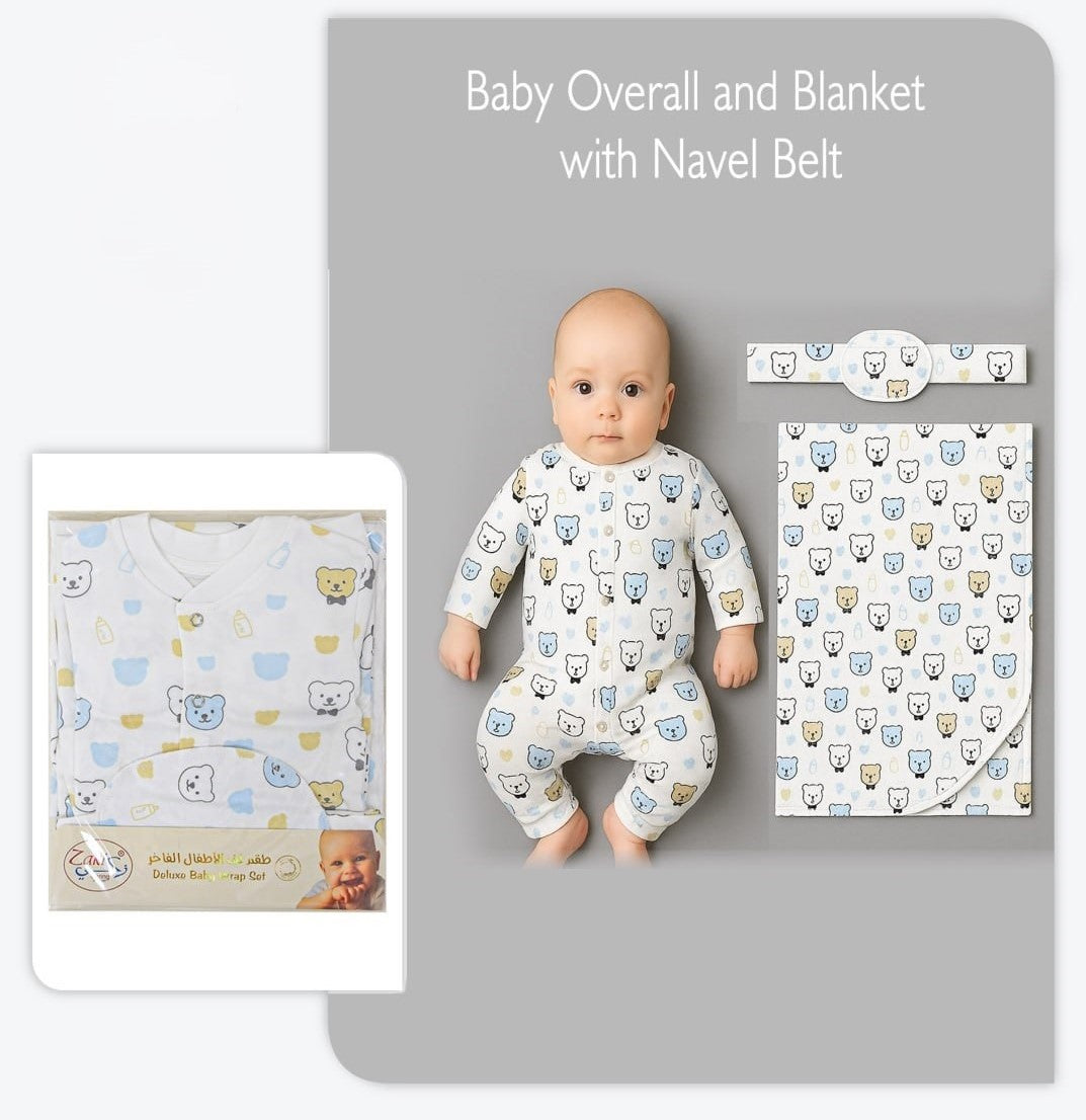 Boys Overall and Blanket with Navel Belt - Set 0-3M
