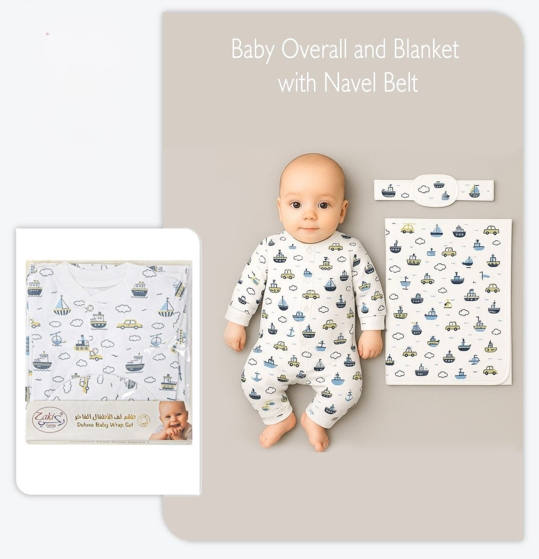Boys Overall and Blanket with Navel Belt - Set 0-3M