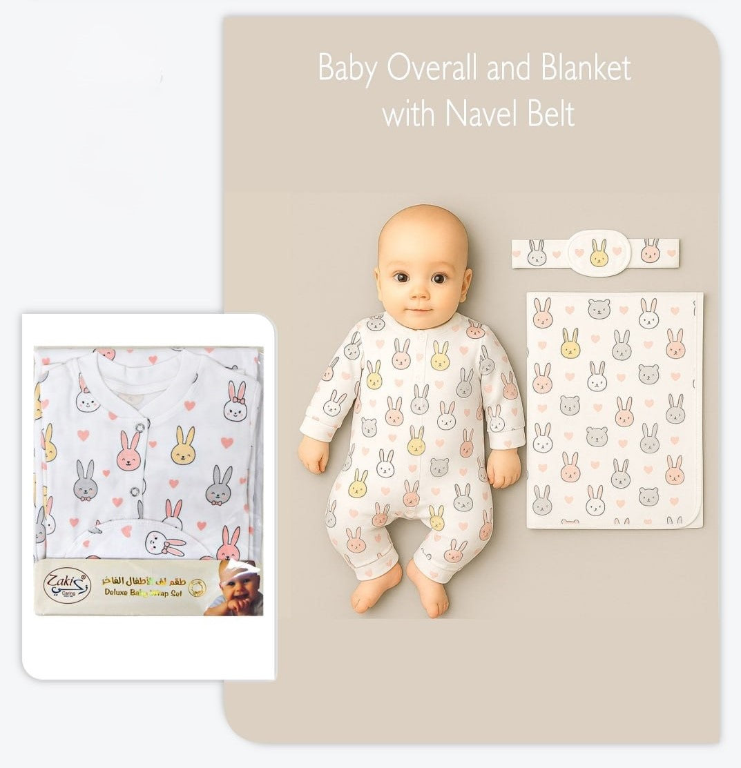 Girls Overall and Blanket with Navel Belt - Set 0-3M