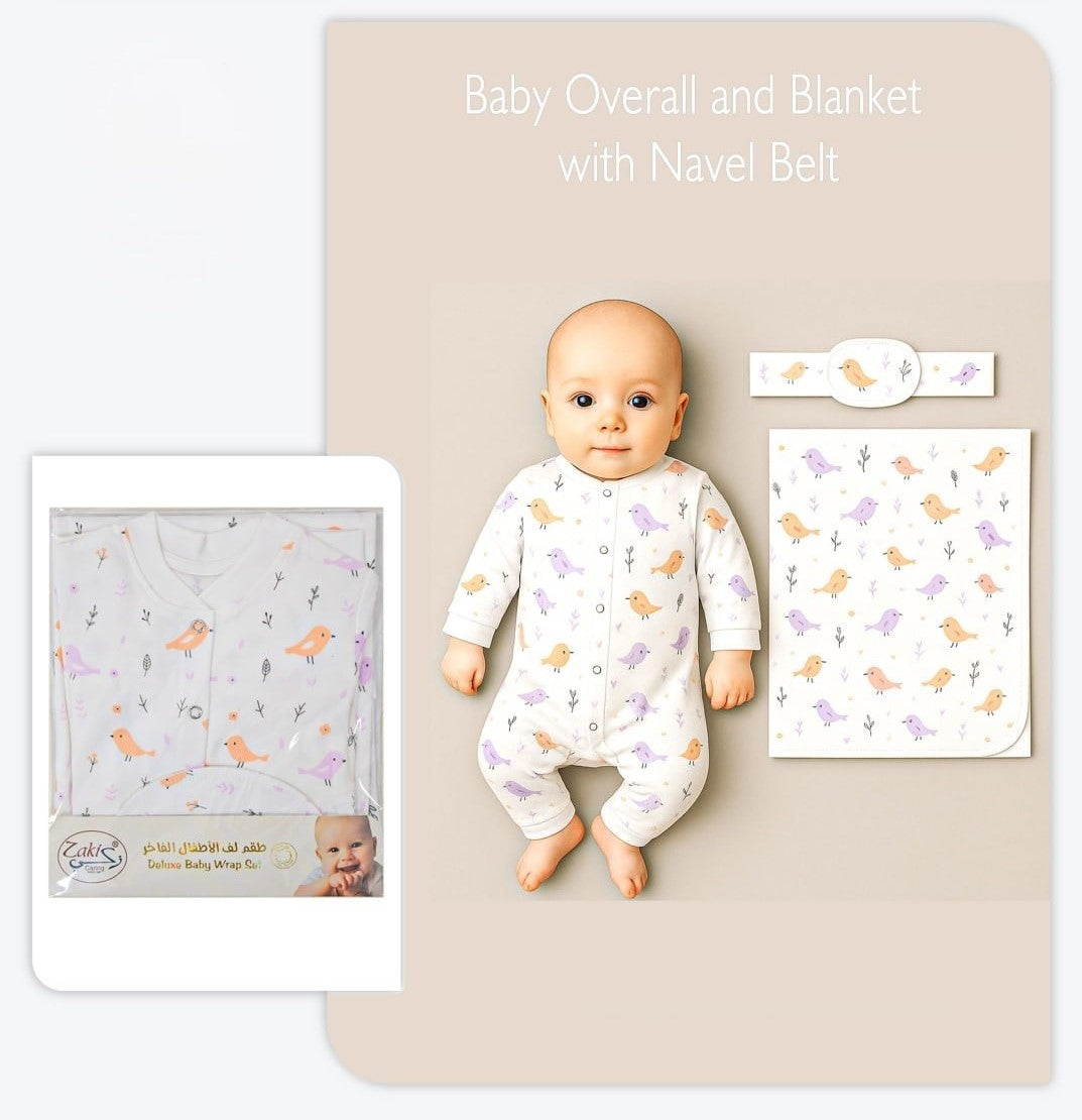 Girls Overall and Blanket with Navel Belt - Set 0-3M