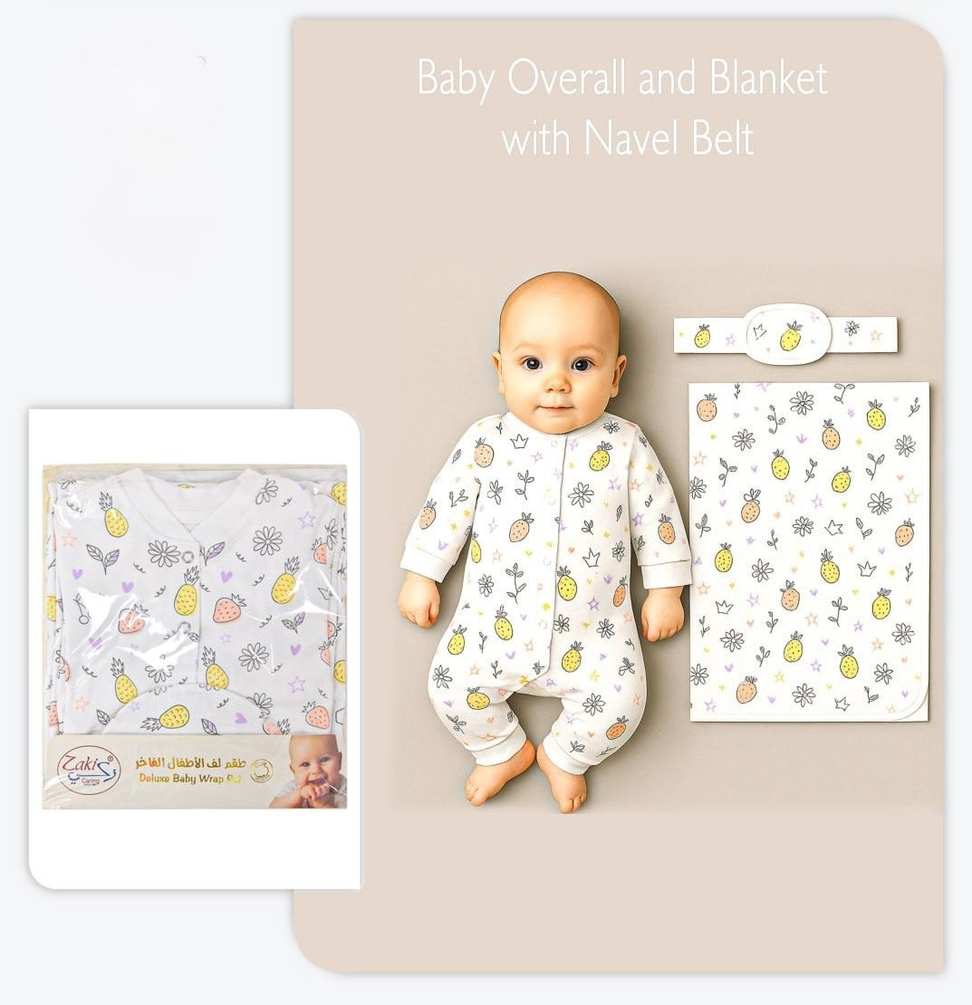 Girls Overall and Blanket with Navel Belt - Set 0-3M