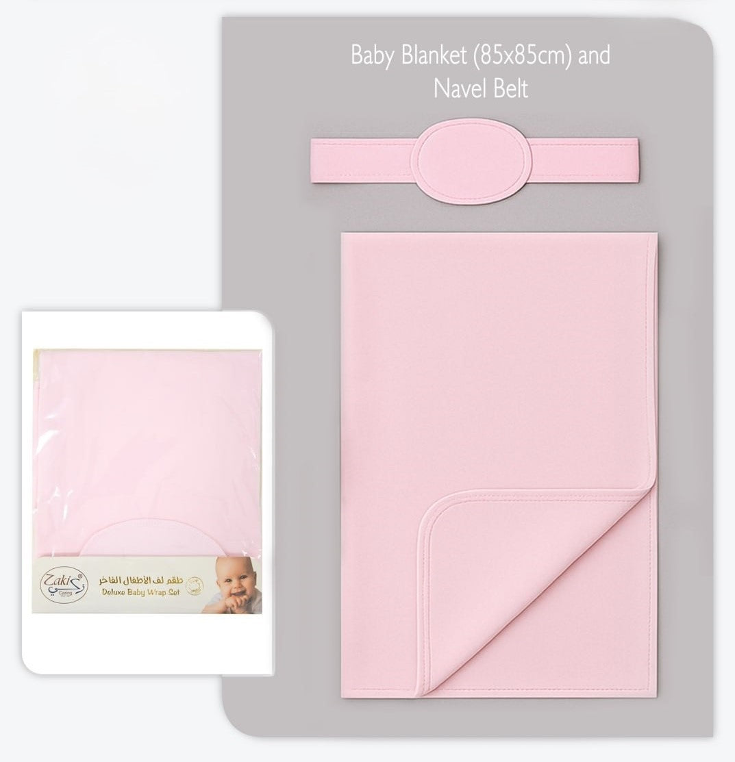 Girls Plain Blanket with Navel Belt - Set 0-3M