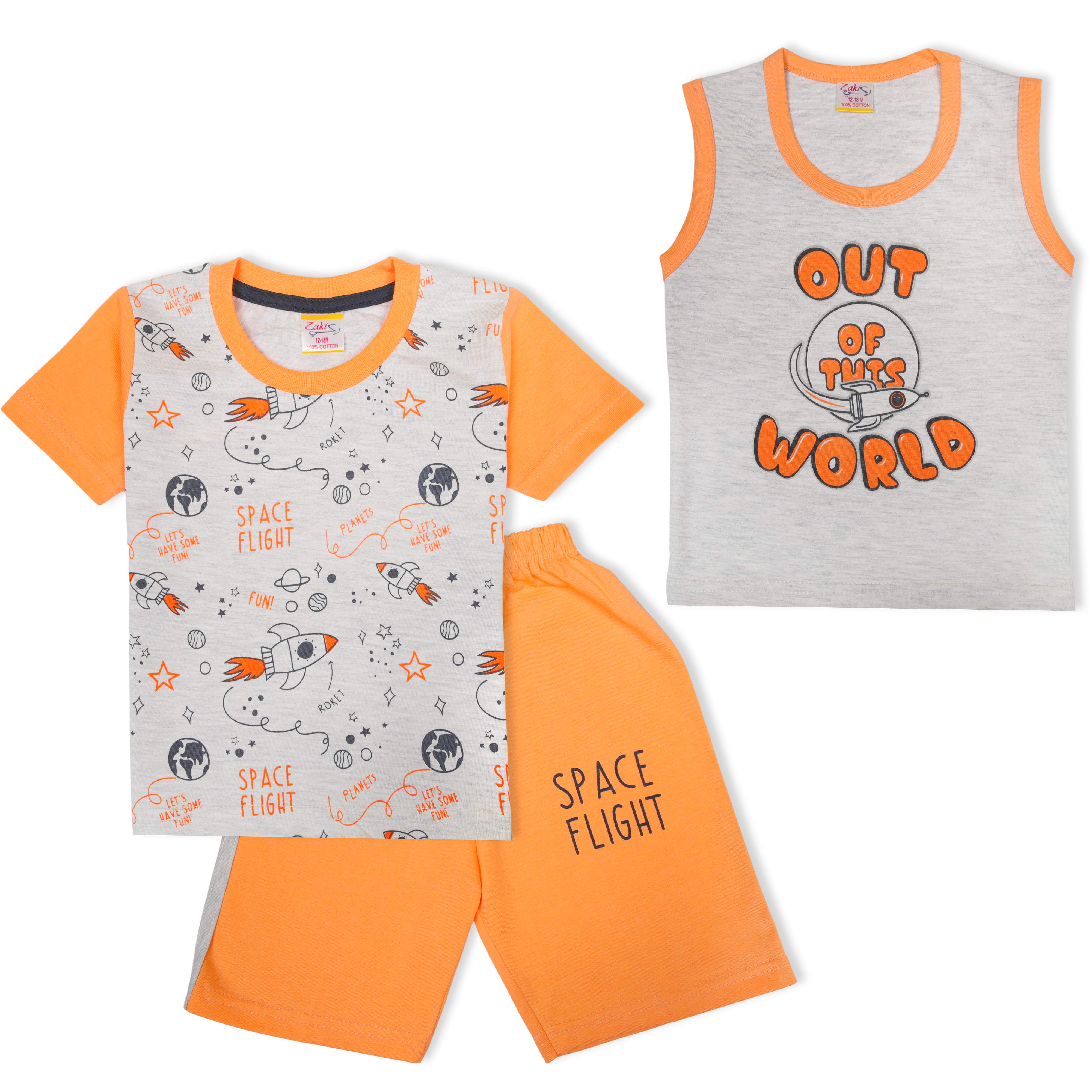 Zaki - Boys 2 Top / 1 Capri Pants Bermuda 3 Pcs Set (6-24M)