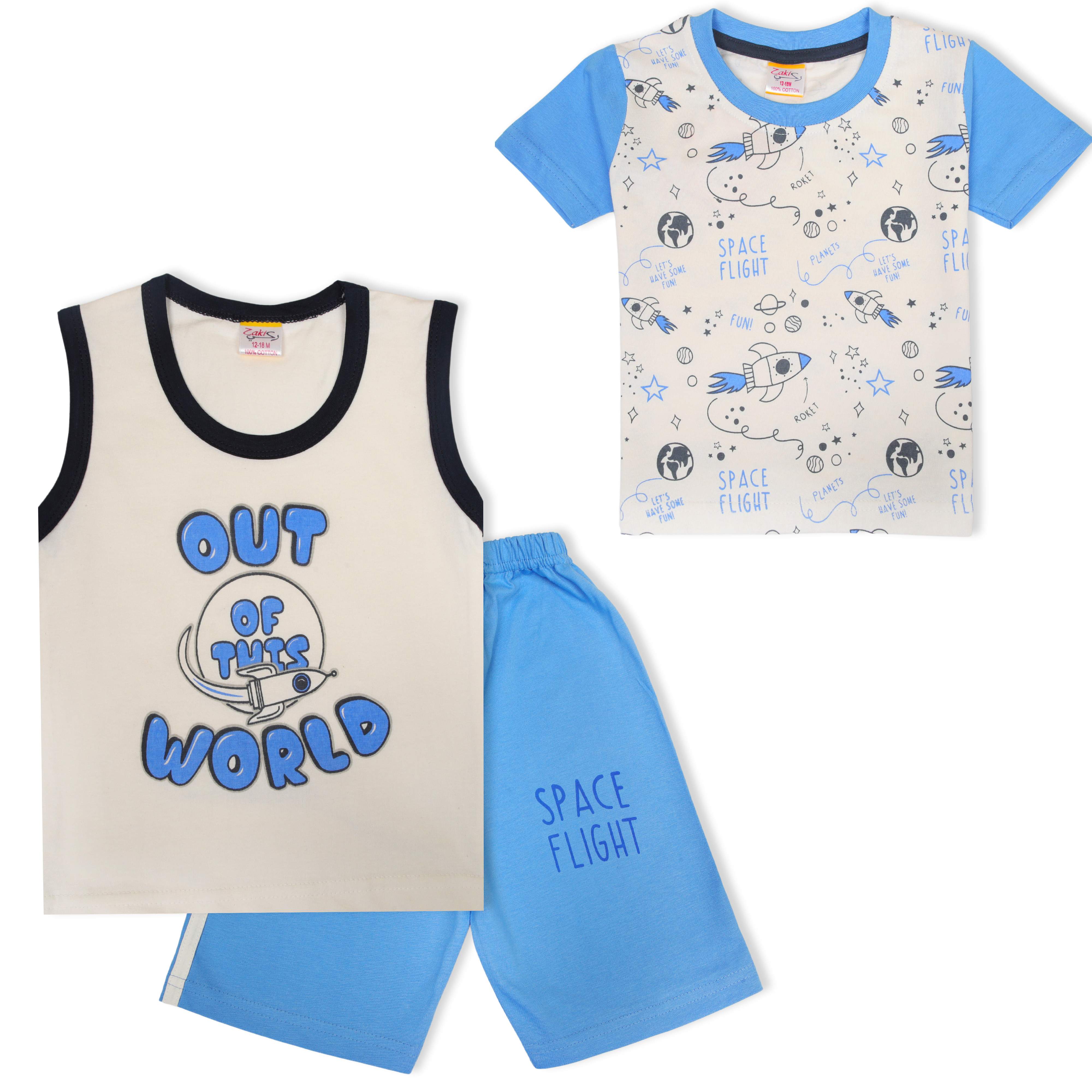 Zaki - Boys 2 Top / 1 Capri Pants Bermuda 3 Pcs Set (6-24M)