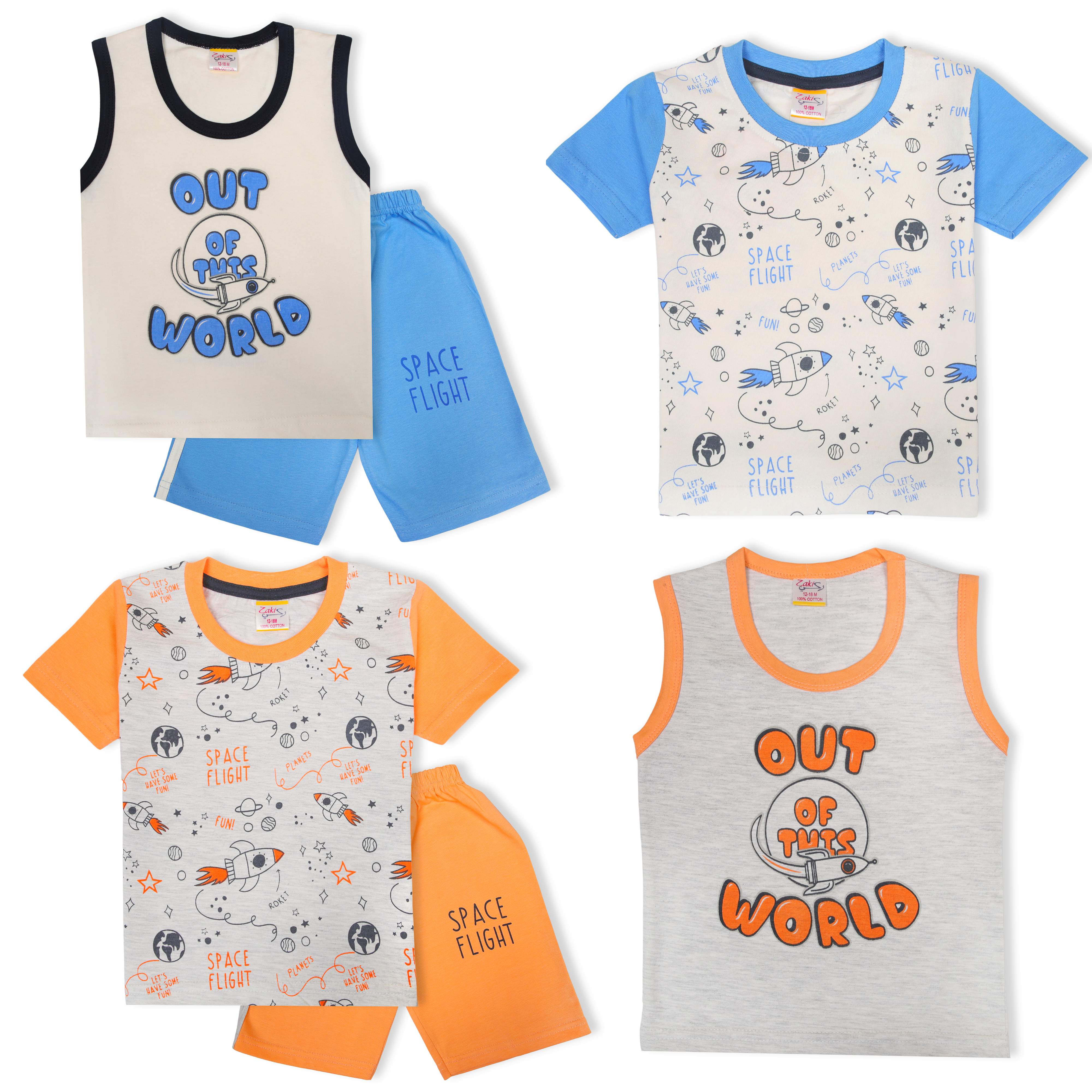 Zaki - Boys 2 Top / 1 Capri Pants Bermuda 3 Pcs Set (6-24M)