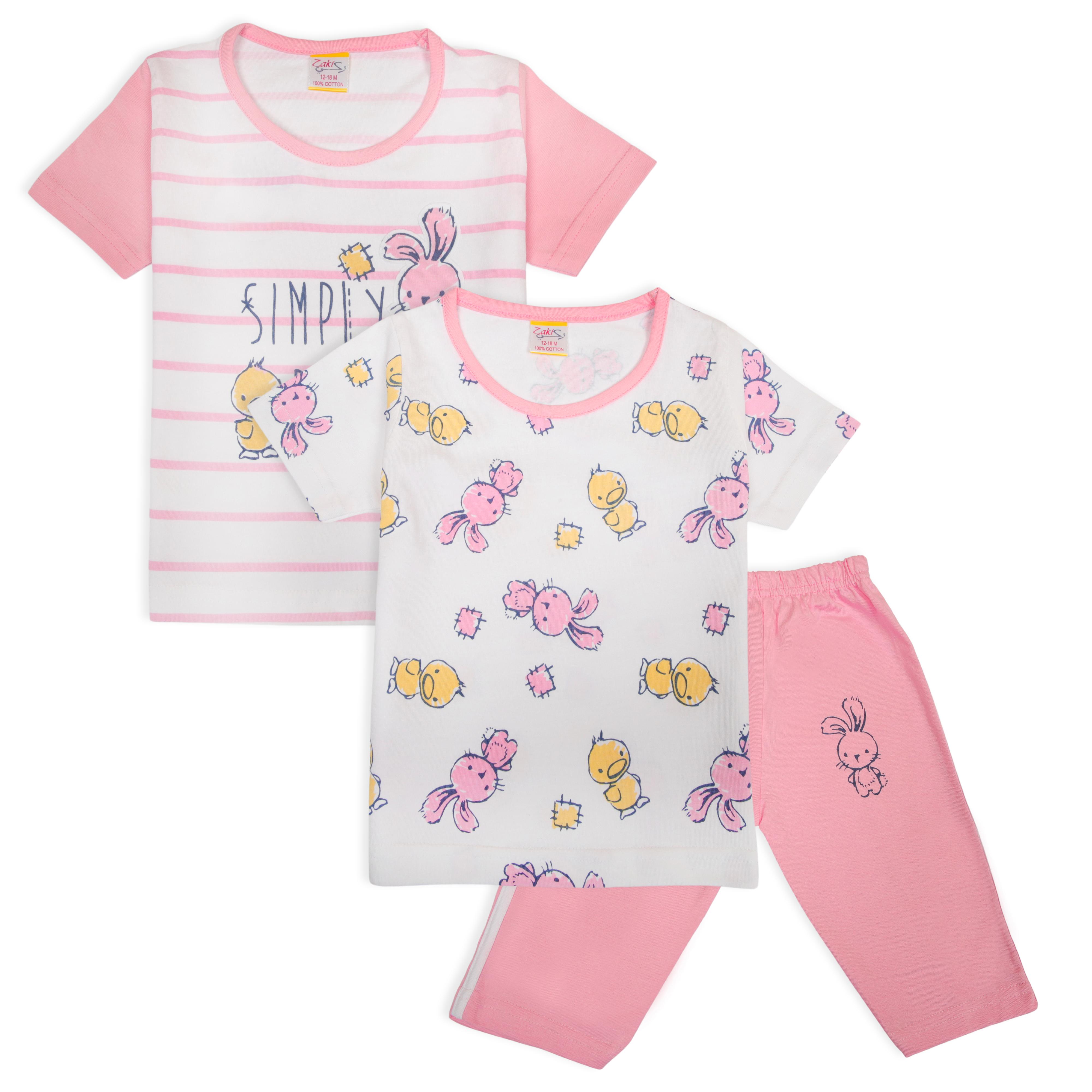 Zaki - Girls 2 Top / 1 Capri Pants Bermuda 3 Pcs Set (6-24M)