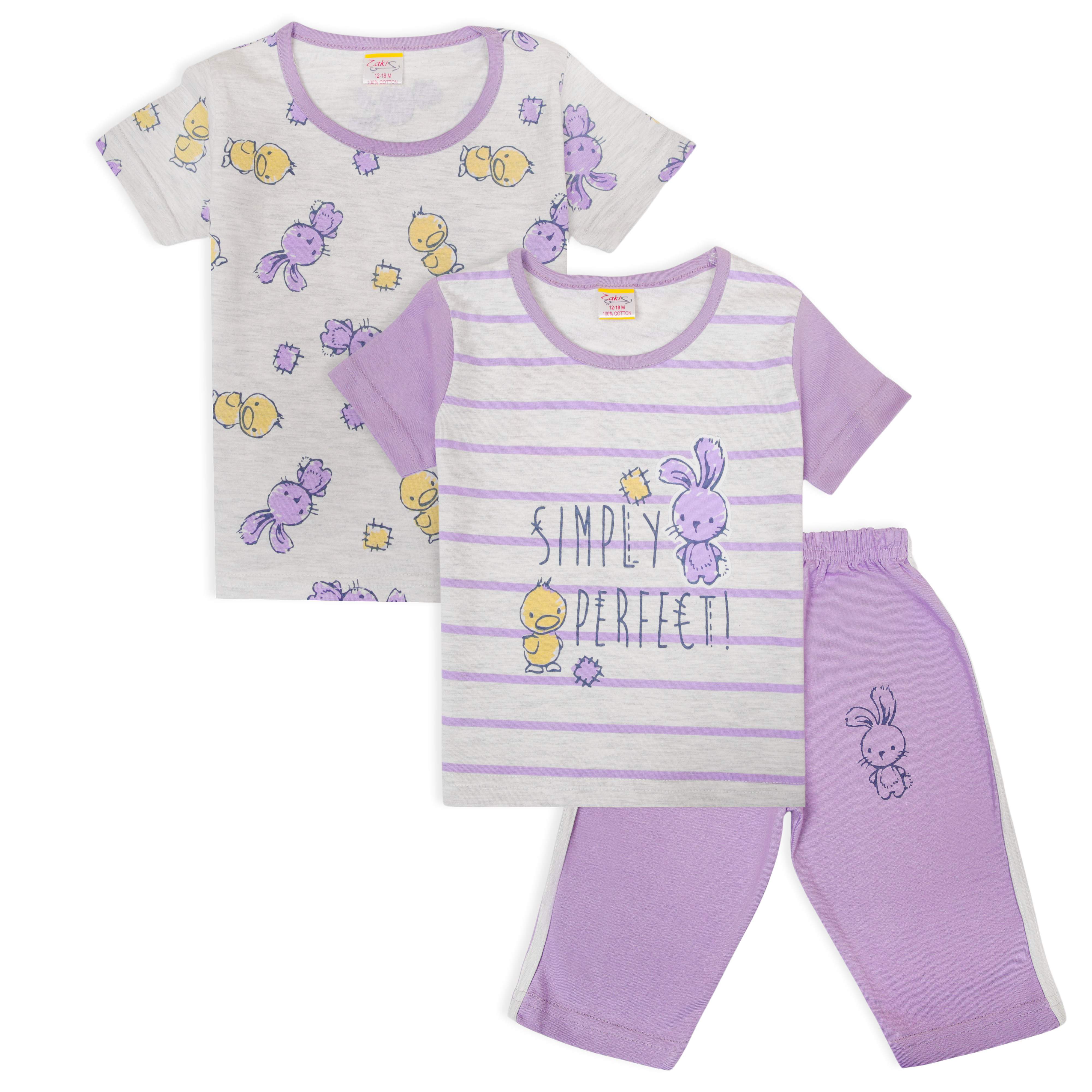 Zaki - Girls 2 Top / 1 Capri Pants Bermuda 3 Pcs Set (6-24M)