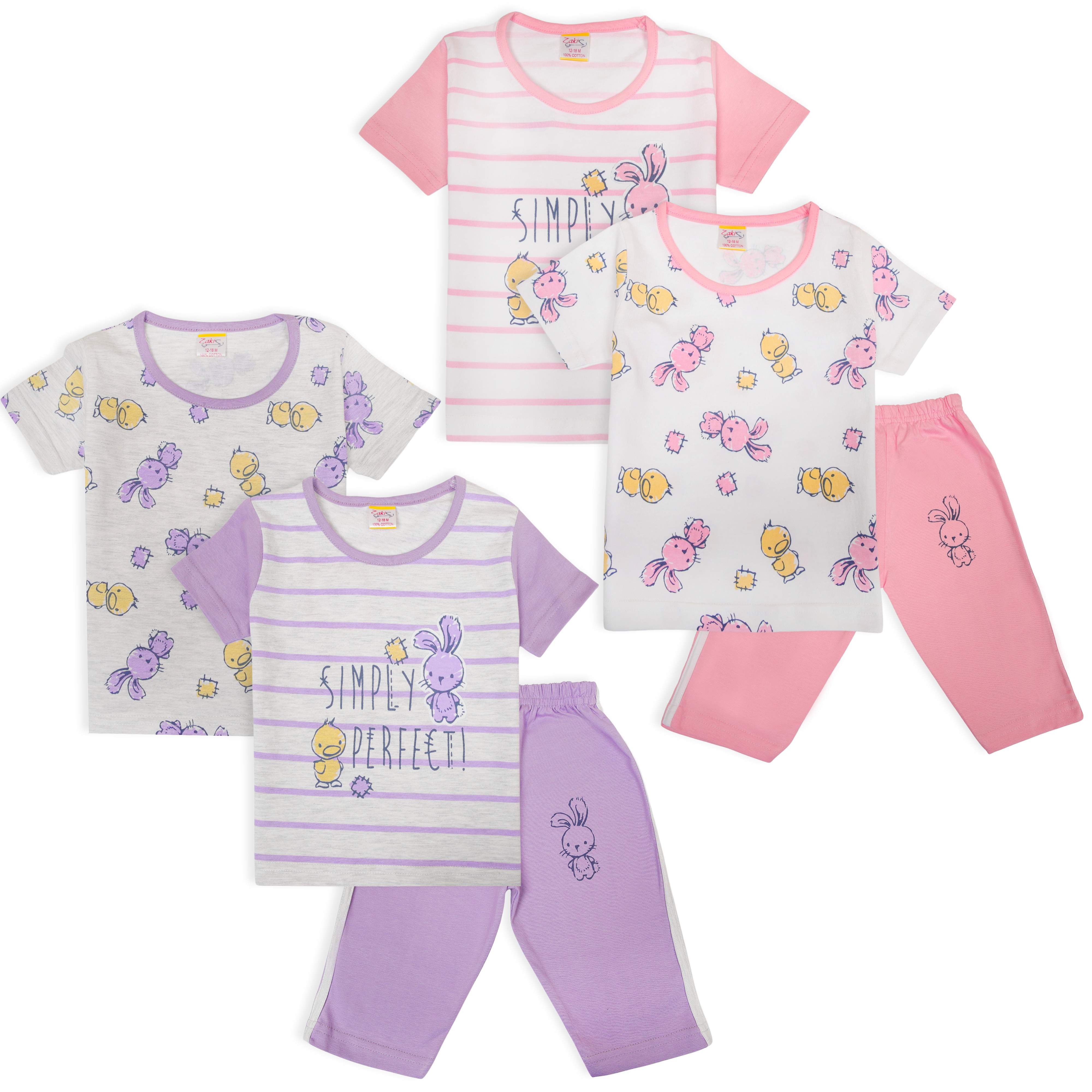 Zaki - Girls 2 Top / 1 Capri Pants Bermuda 3 Pcs Set (6-24M)